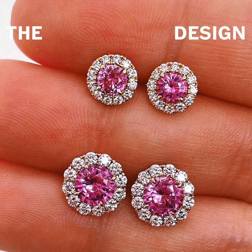 18ct white gold round pink sapphire and diamond ring (Made to order)