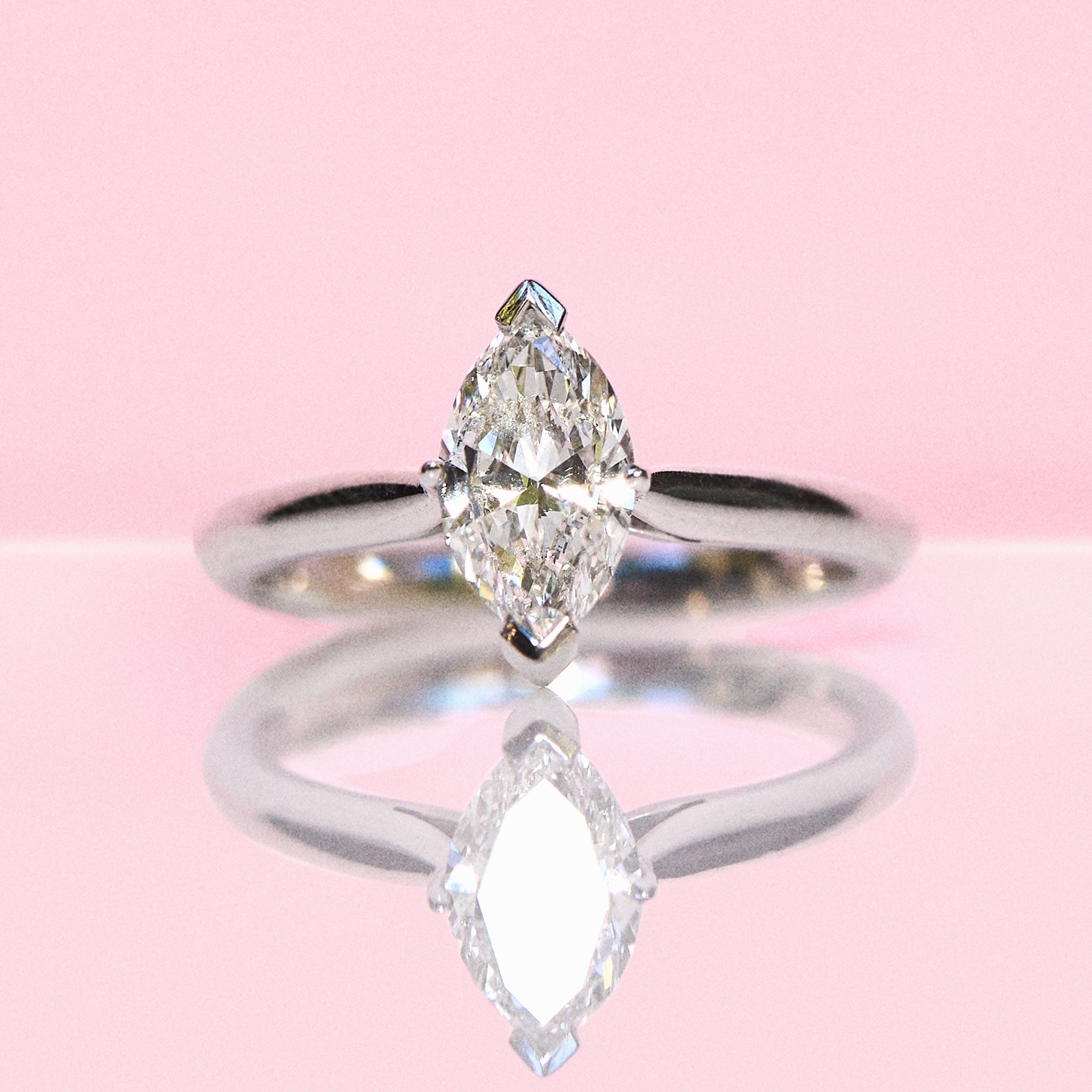 Platinum 1.0ct marquise cut diamond ring
