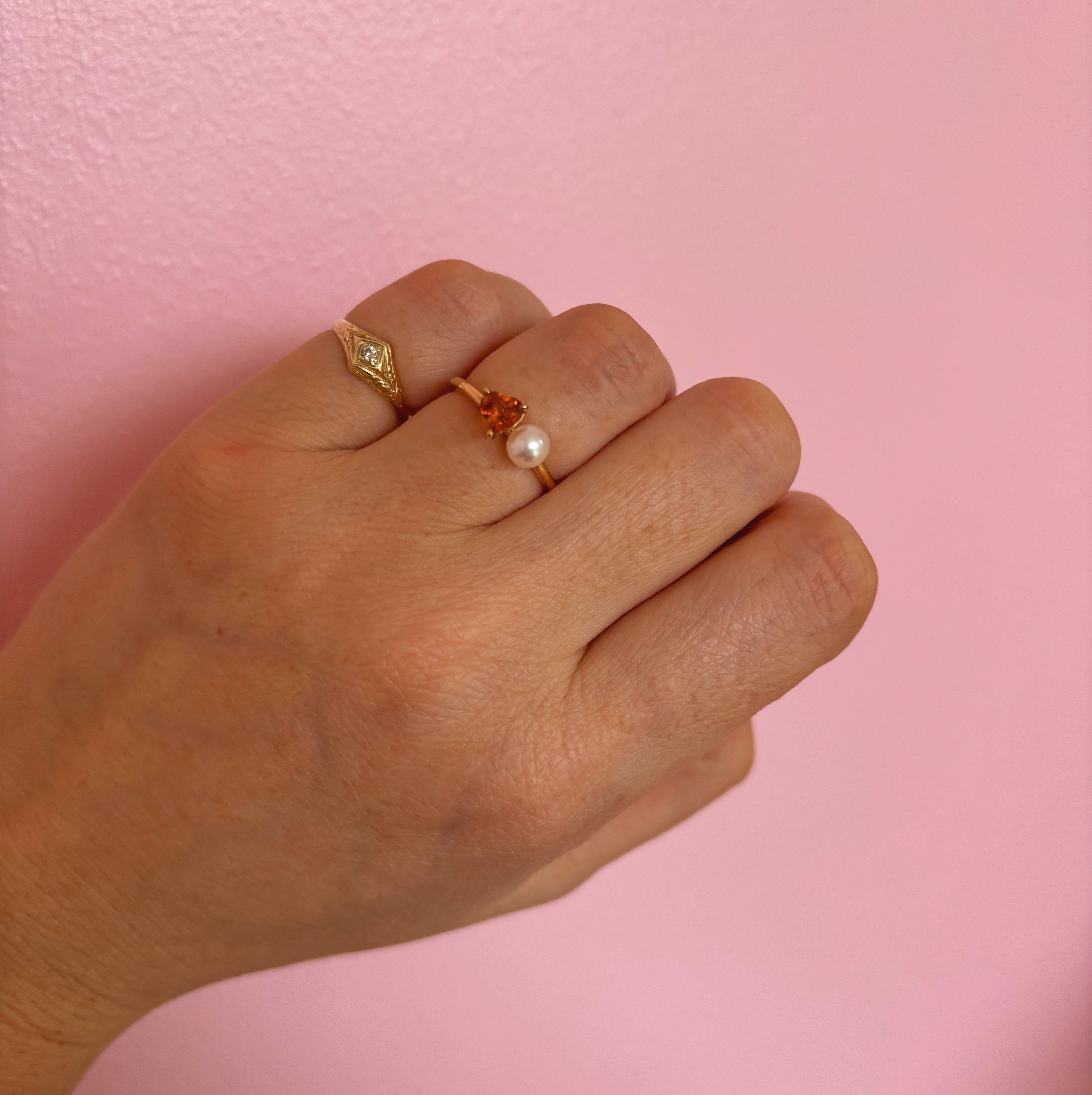 18ct gold ‘toi et moi’ pearl and citrine ring (made to order)