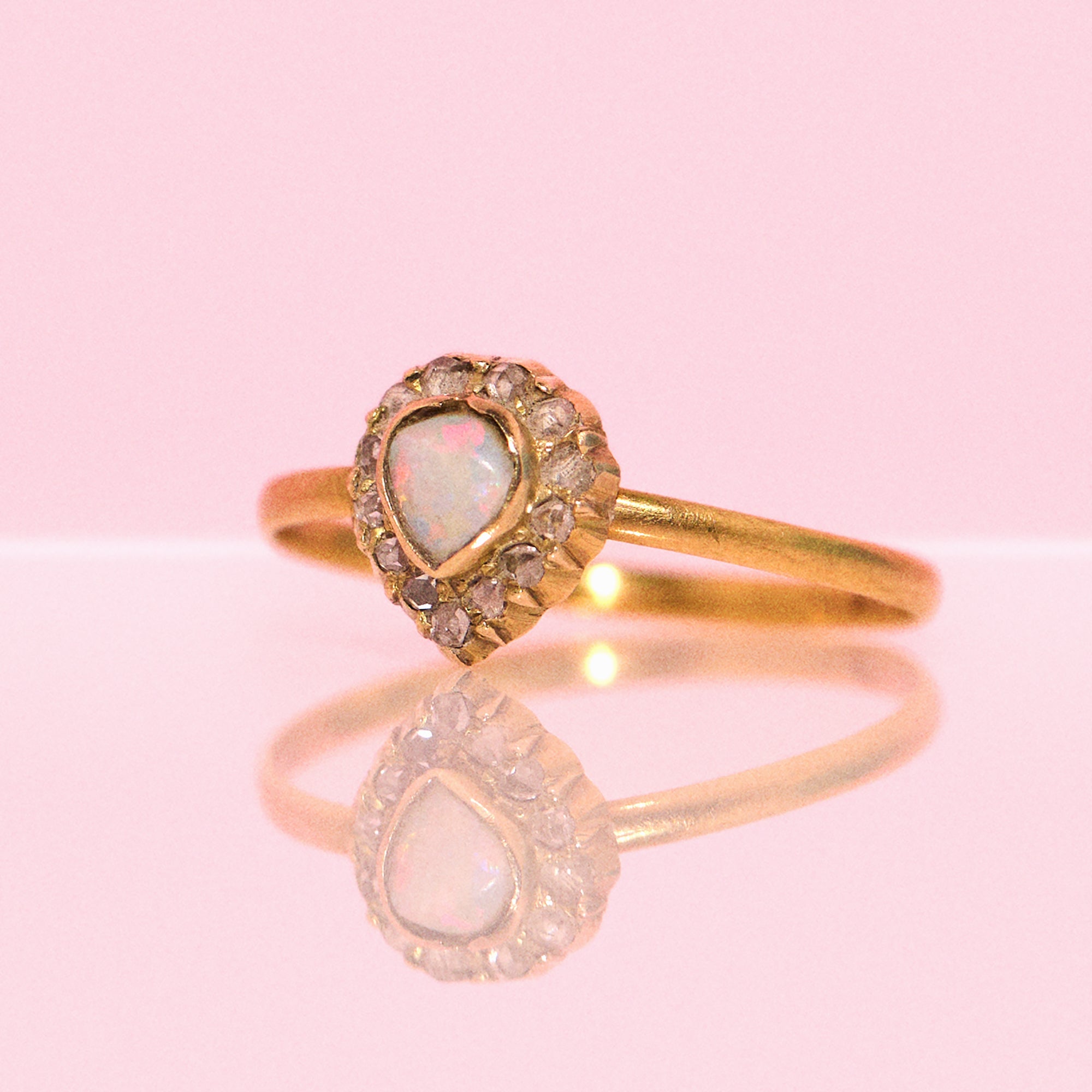 18ct gold antique opal and diamond pin conversion ring