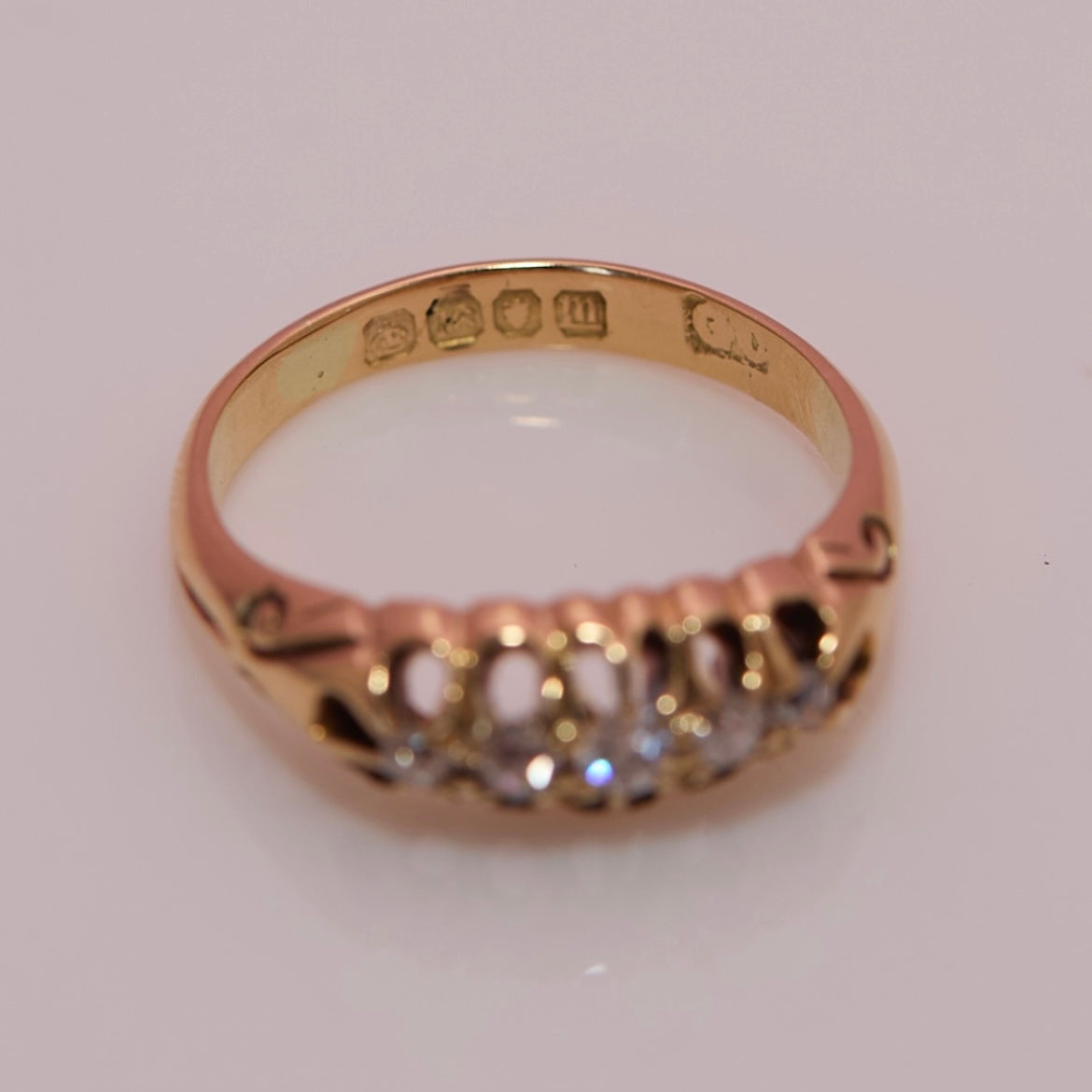 18ct gold diamond five stone ring from 1907