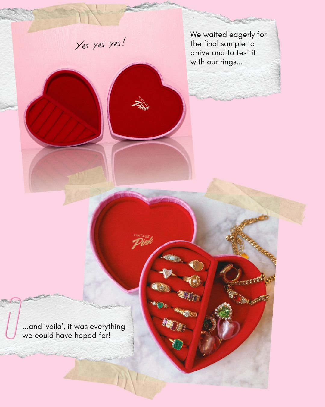 Heart-shaped pink faux croc and red velvet jewellery box (large)