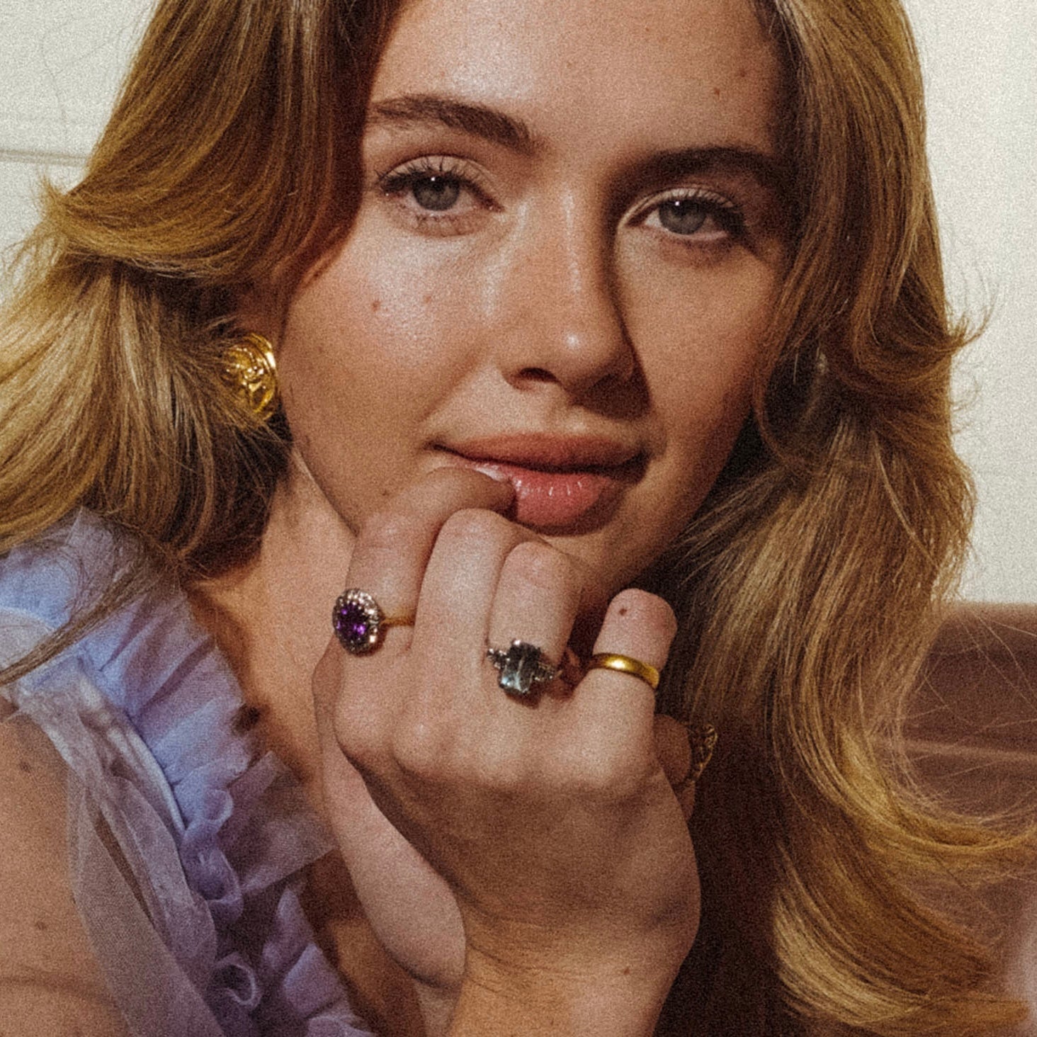 18ct gold amethyst and diamond cluster ring