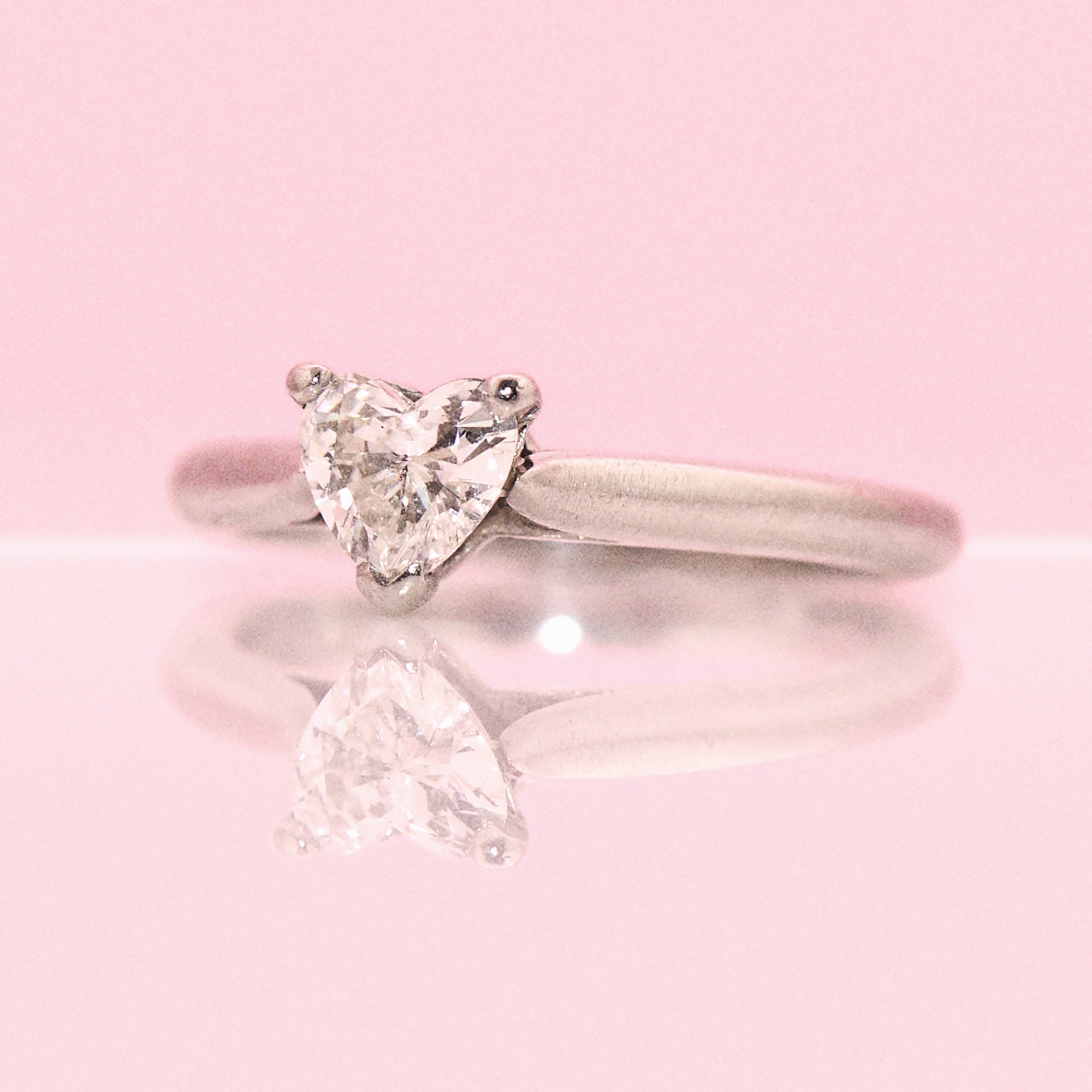 Platinum 0.75ct heart diamond ring
