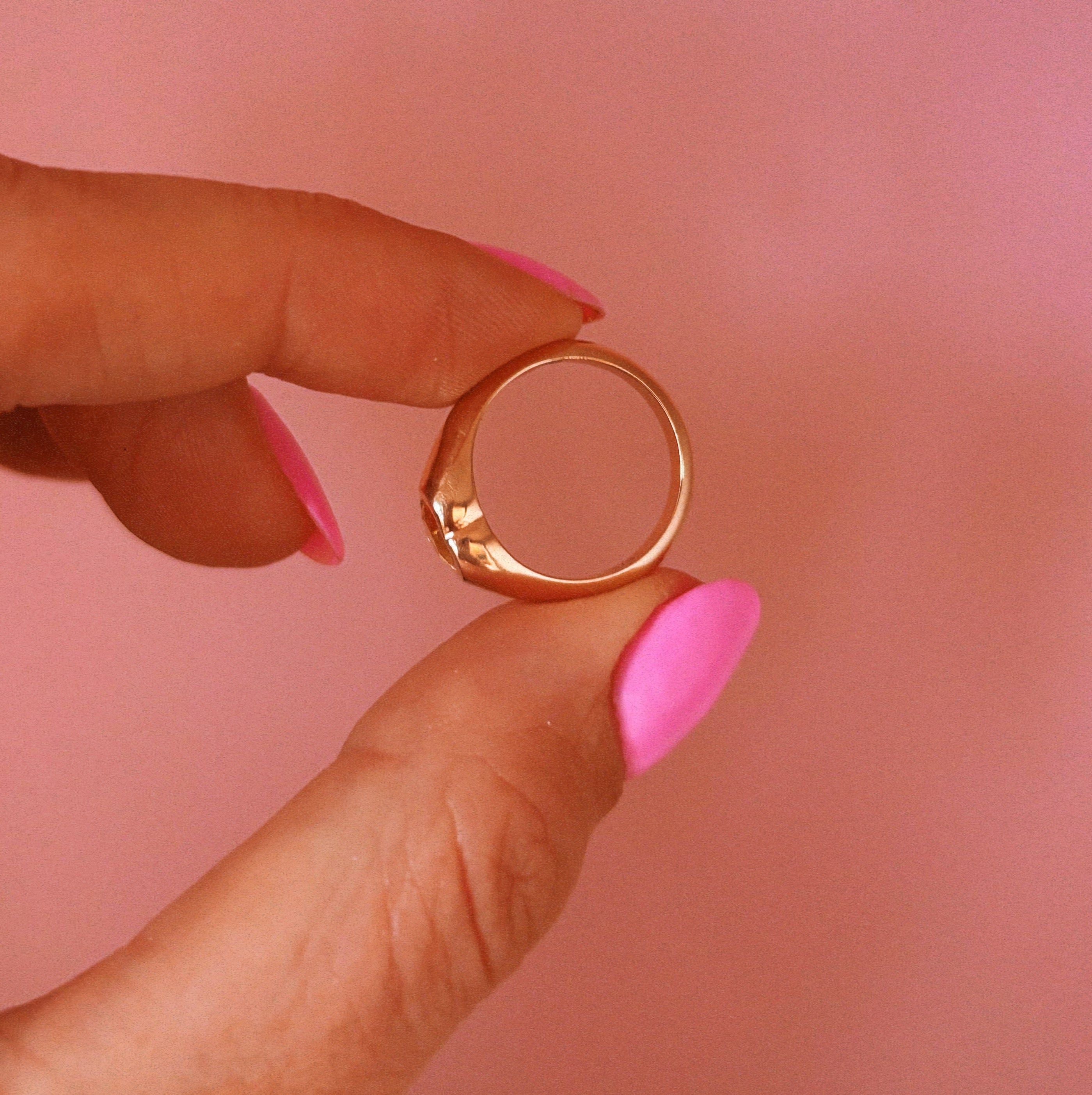 9ct gold heart shaped garnet signet pinky ring (made to order)