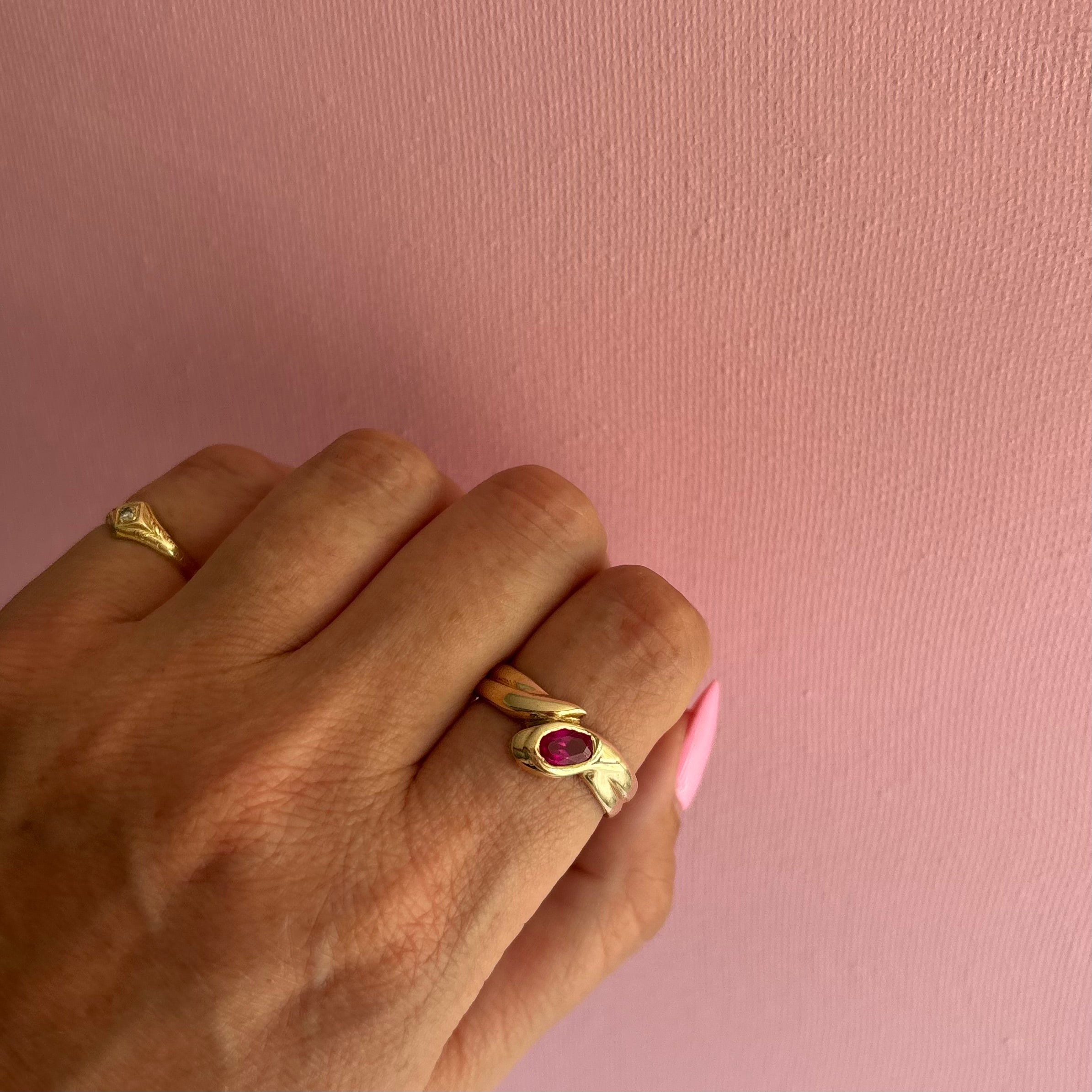 18ct gold ruby snake Edwardian ring