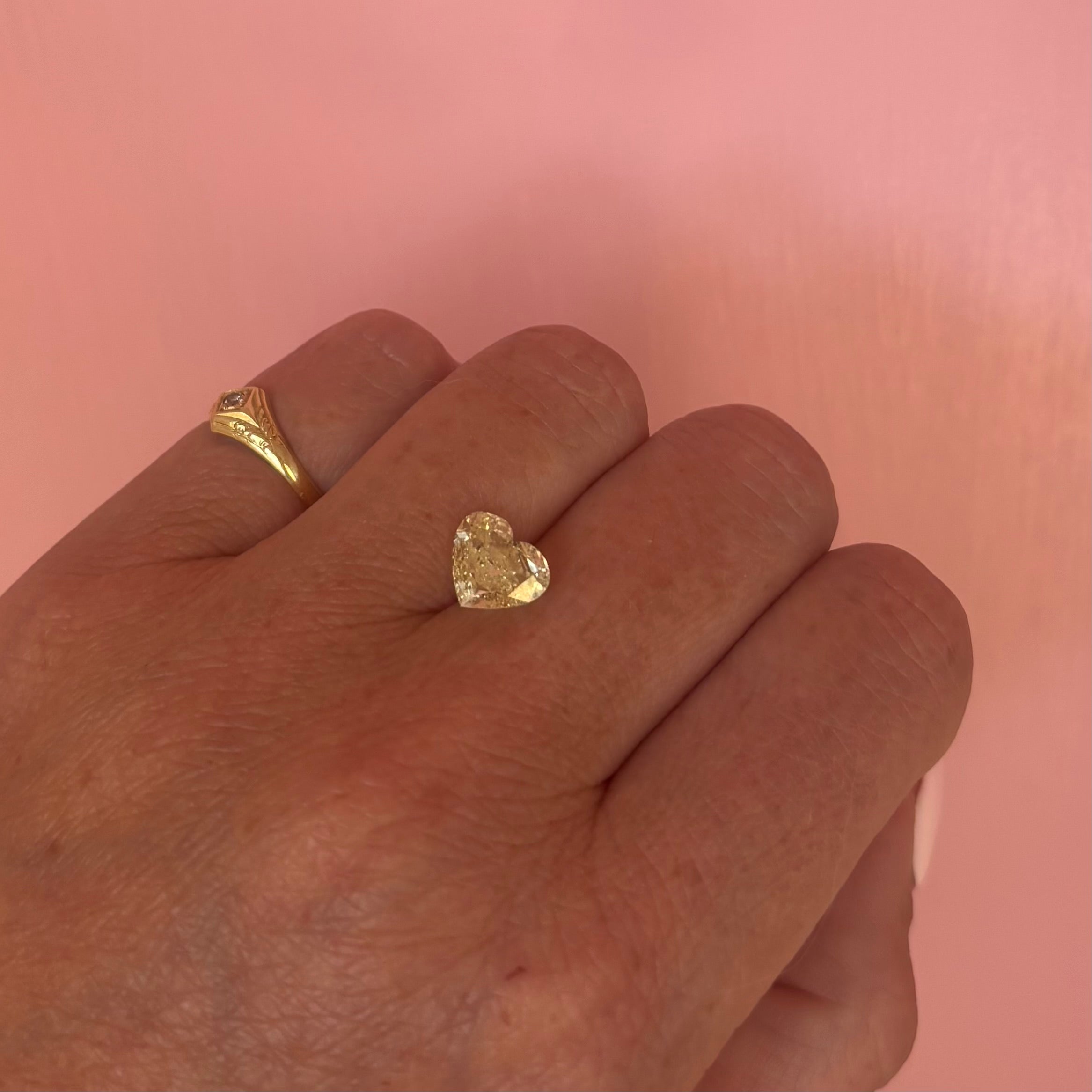Loose vintage stone ready to be made into a ring: 2.0ct yellow fancy heart diamond