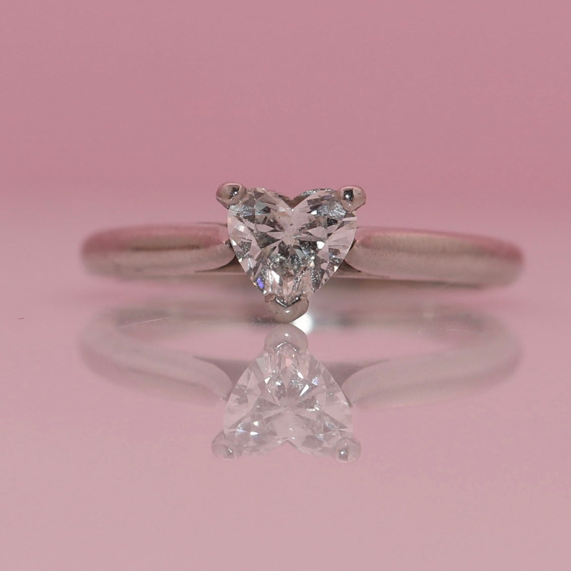 Platinum 0.75ct heart diamond ring