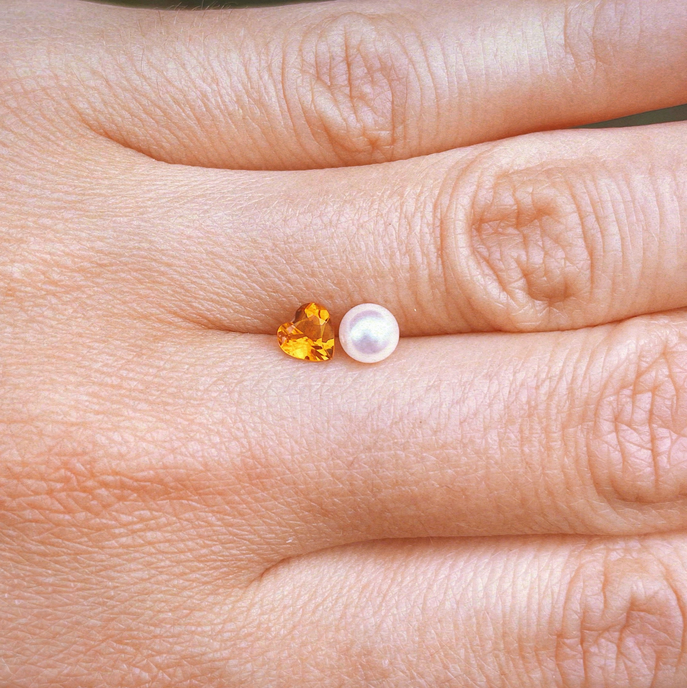 18ct gold ‘toi et moi’ pearl and citrine ring (made to order)