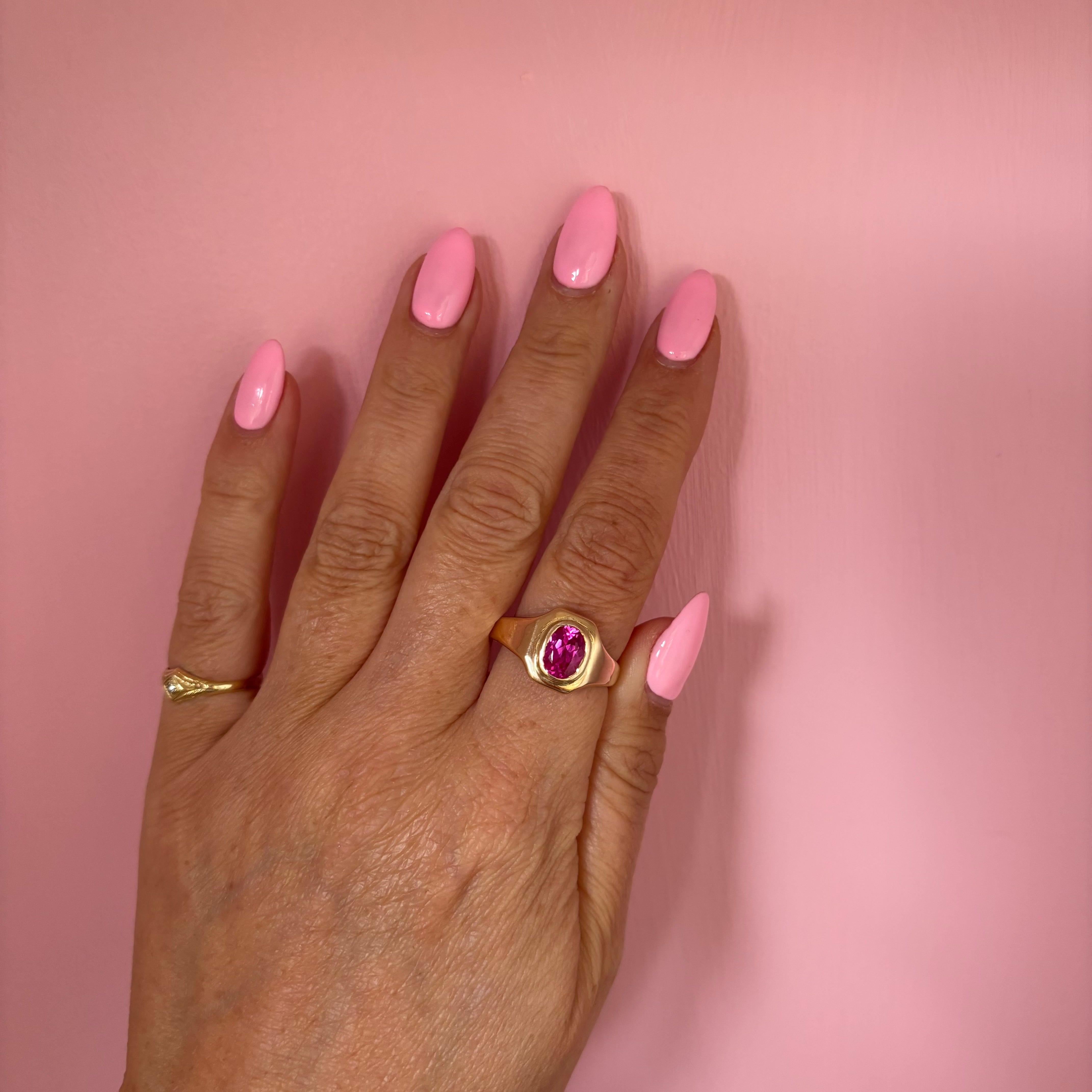 9ct gold pink topaz antique ring from 1917