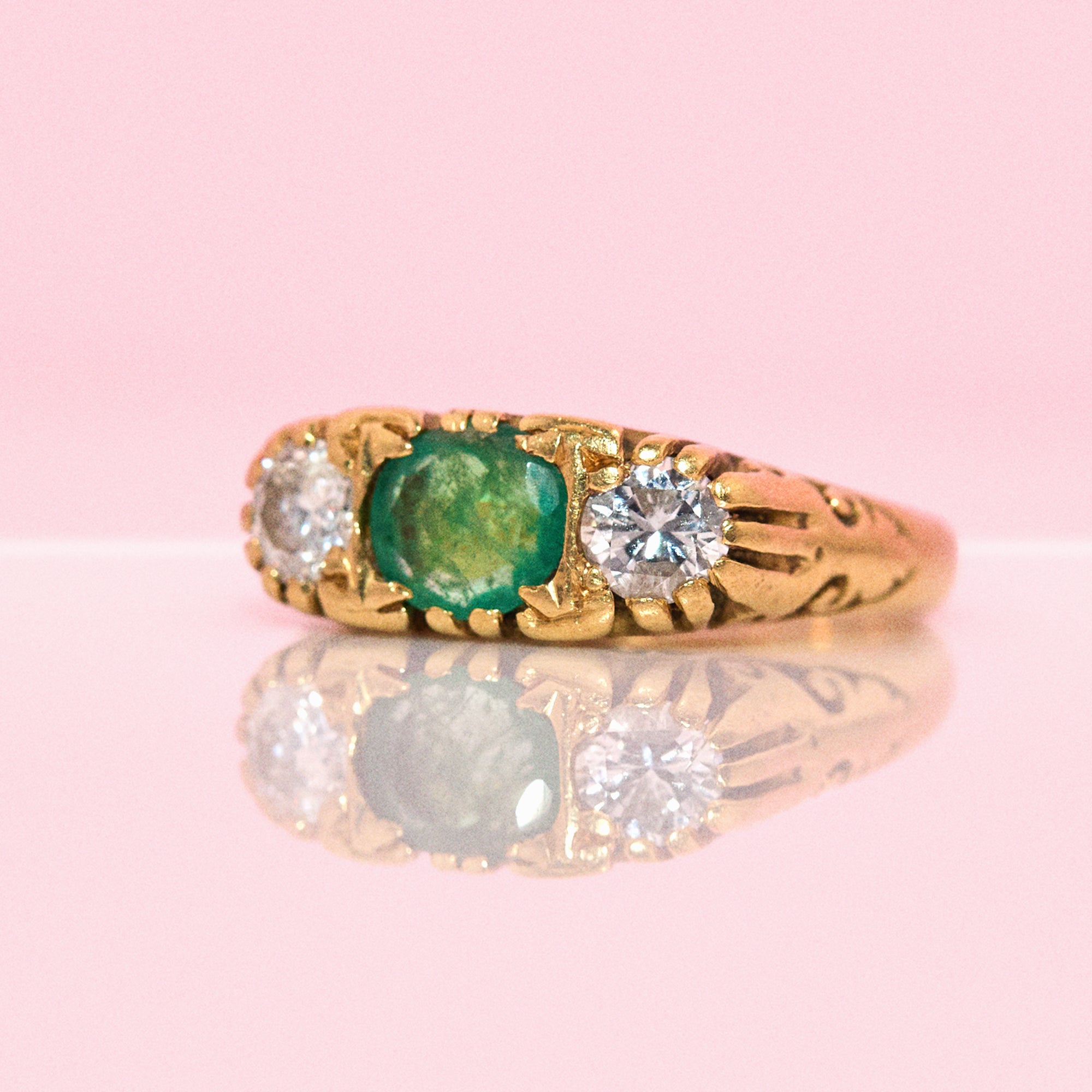 18ct gold emerald and diamond ring from 1975