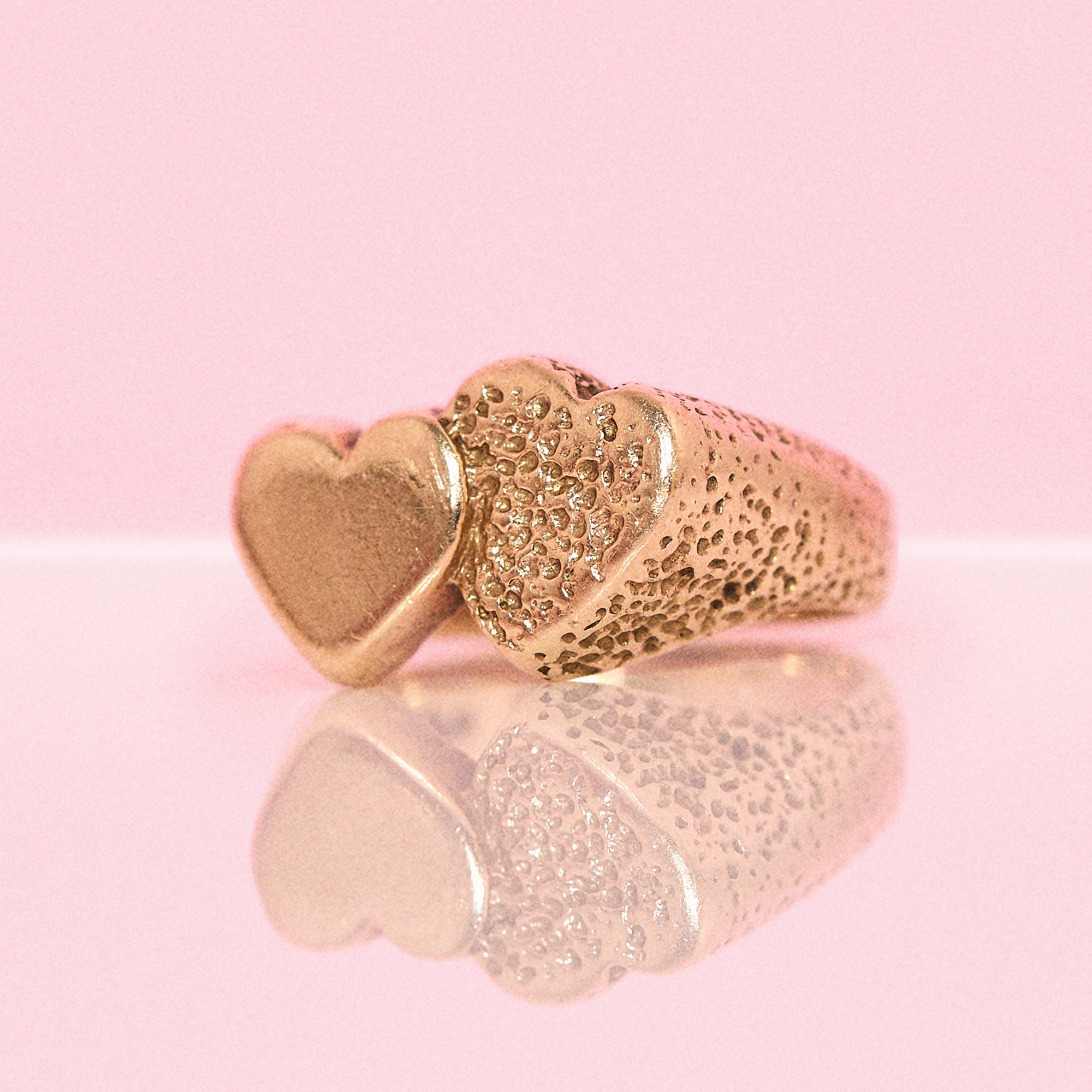 9ct gold double heart ring
