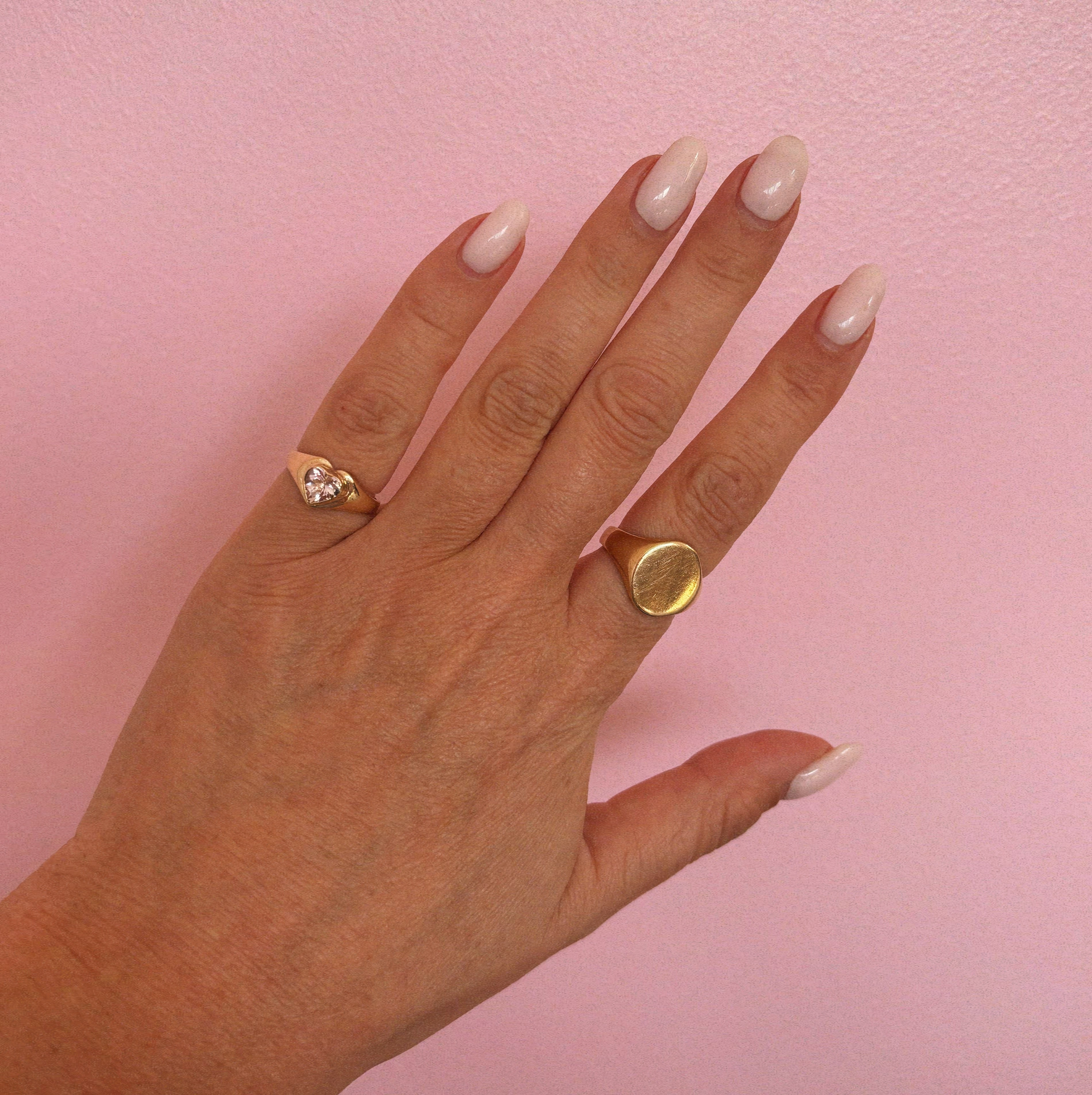 9ct gold heart-shaped morganite vintage signet ring (made to order)