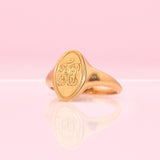 18ct gold engraved signet ring