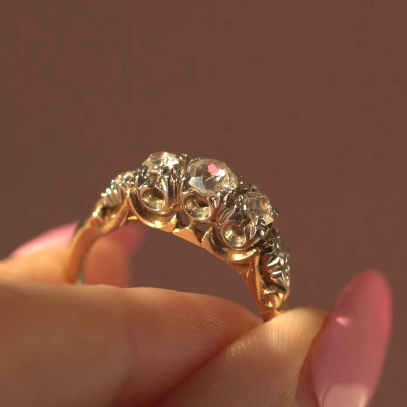 18ct gold old cut diamond ring