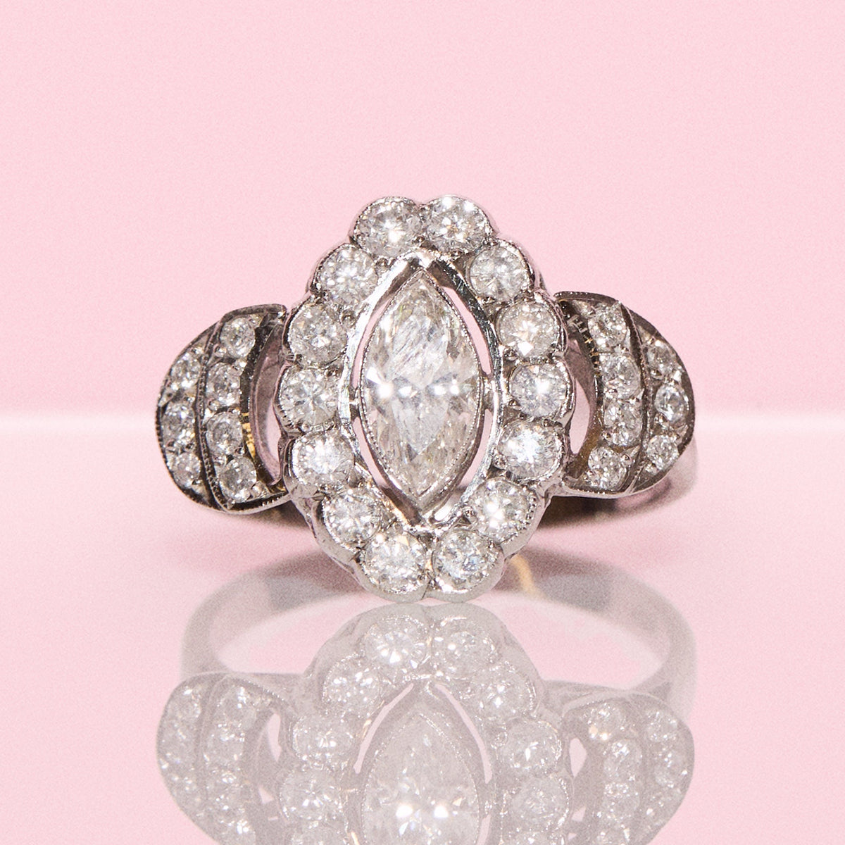 Vintage 18ct white gold 1.60ct diamond ring