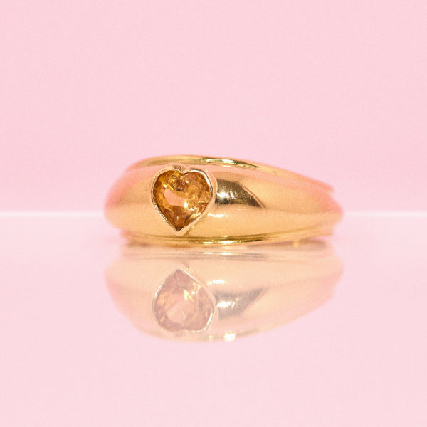 14ct gold heart shaped citrine signet ring