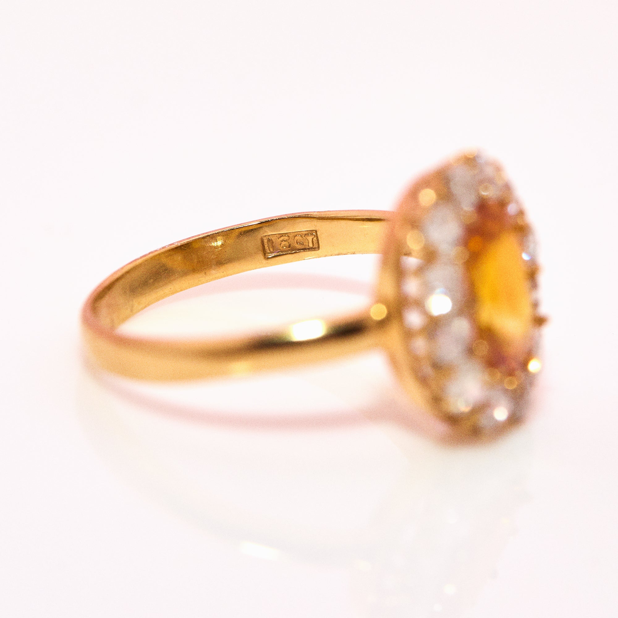 18ct gold orange sapphire and diamond cluster ring