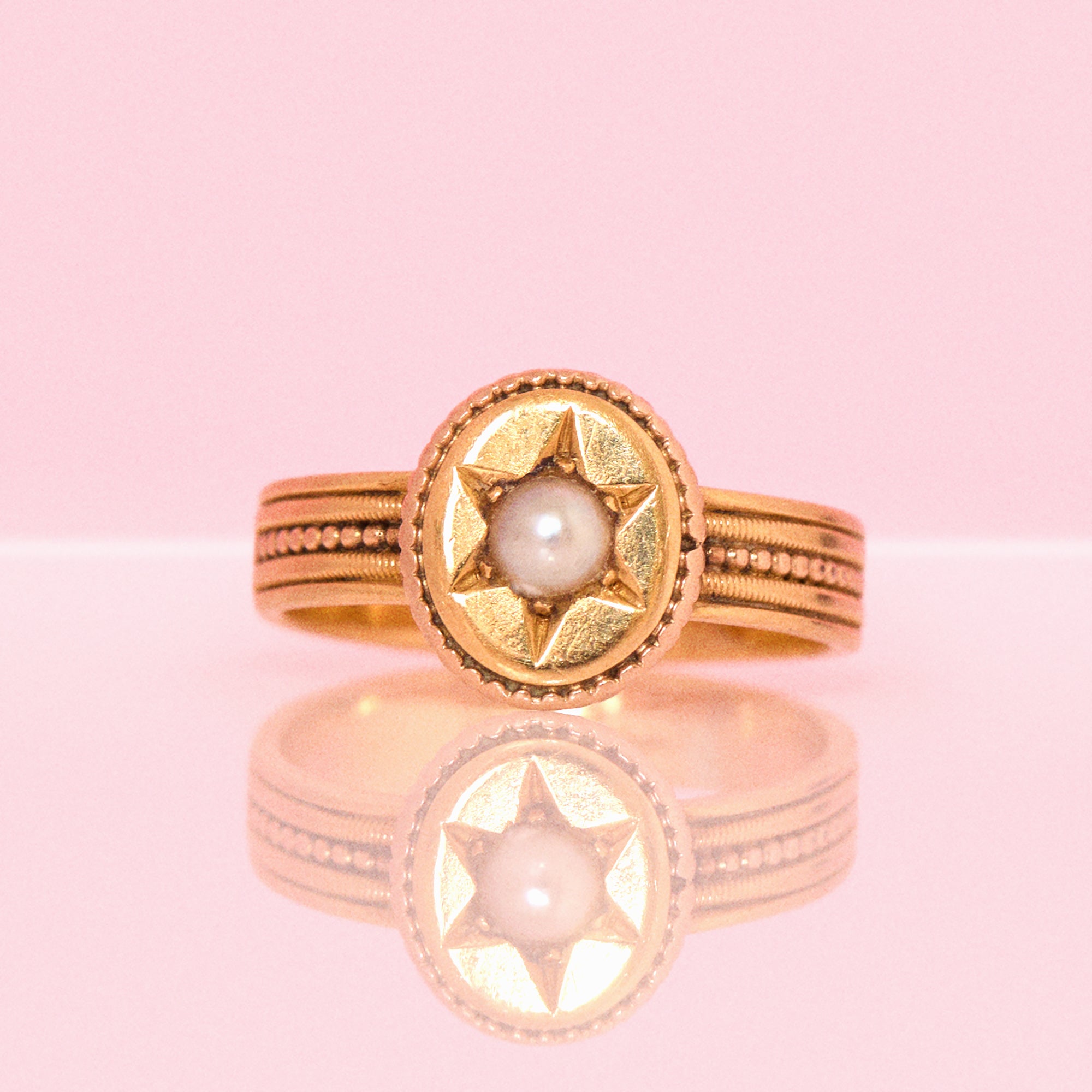 18ct gold Victorian starburst pearl ring