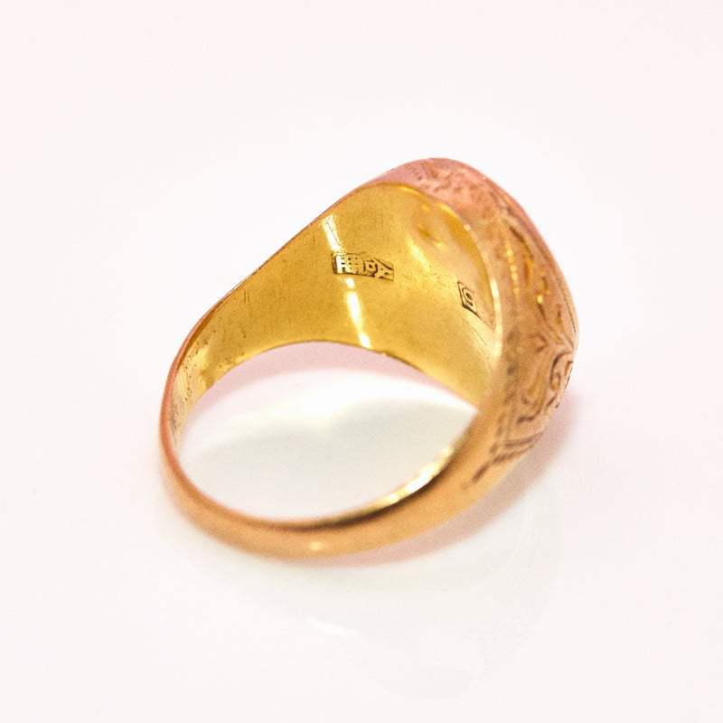 9ct gold ruby engraved ring