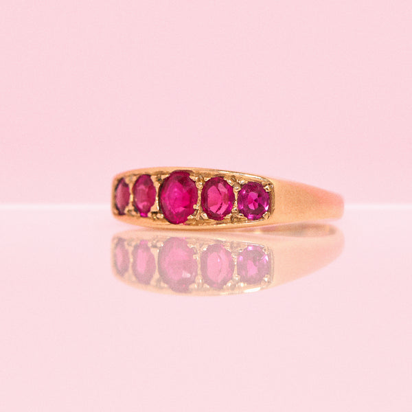 18ct gold five stone ruby ring