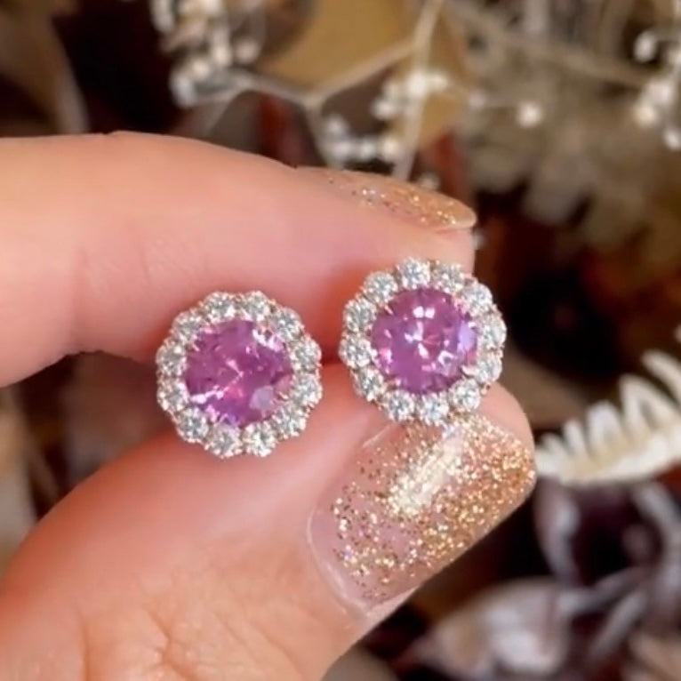 18ct white gold round pink sapphire and diamond ring (Made to order)