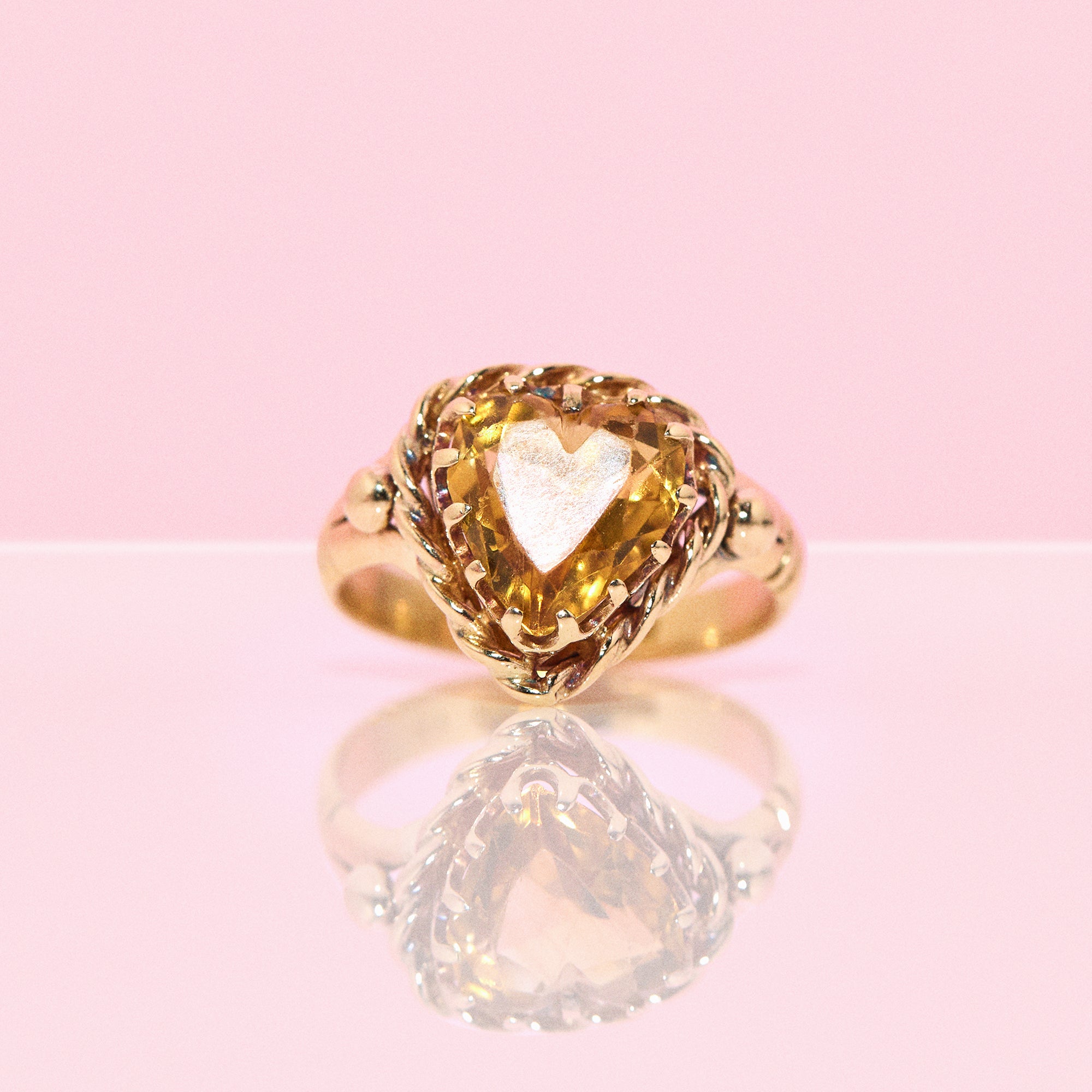 18ct gold heart shaped citrine ring from 1974