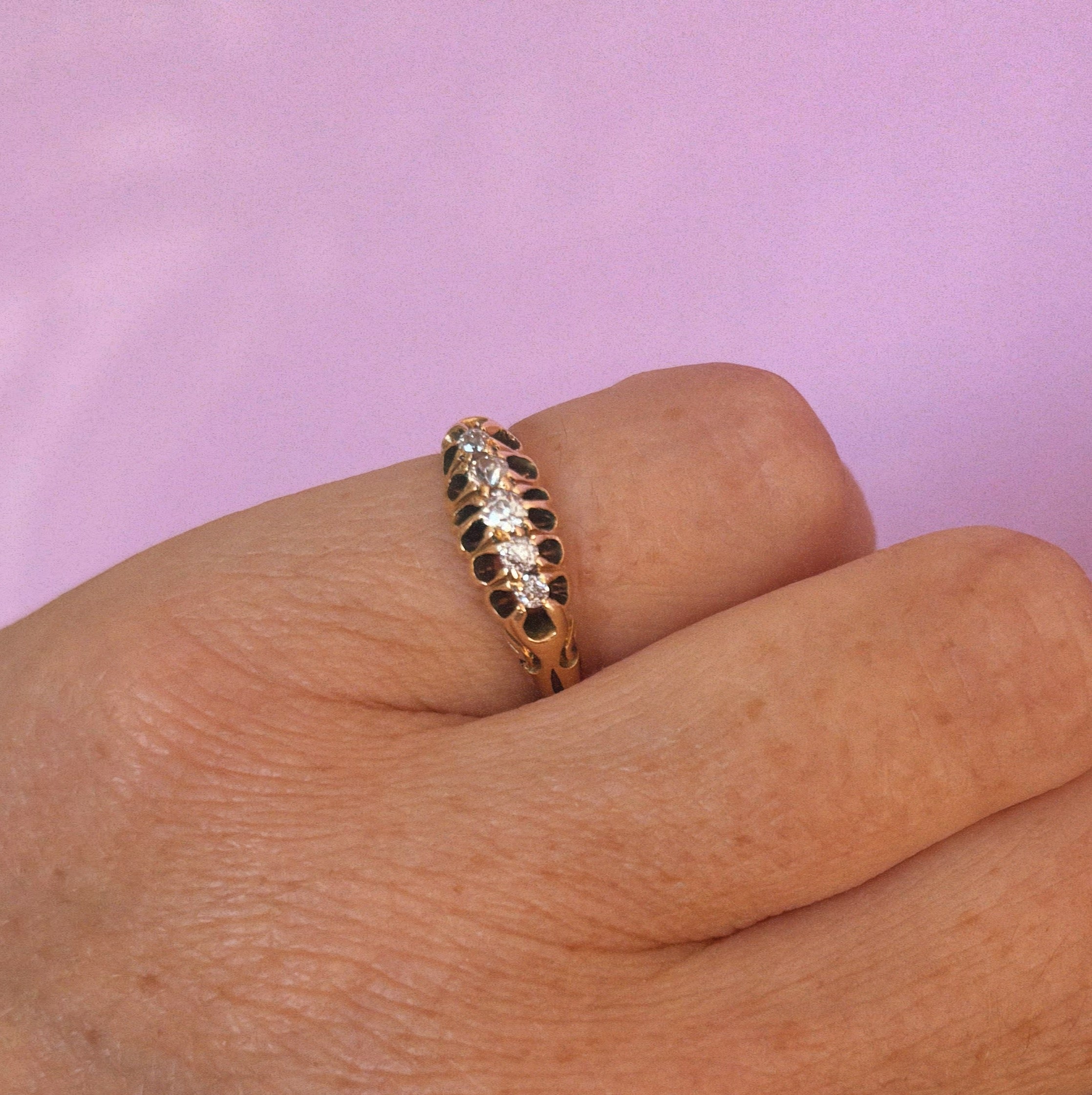 18ct gold diamond five stone ring from 1907