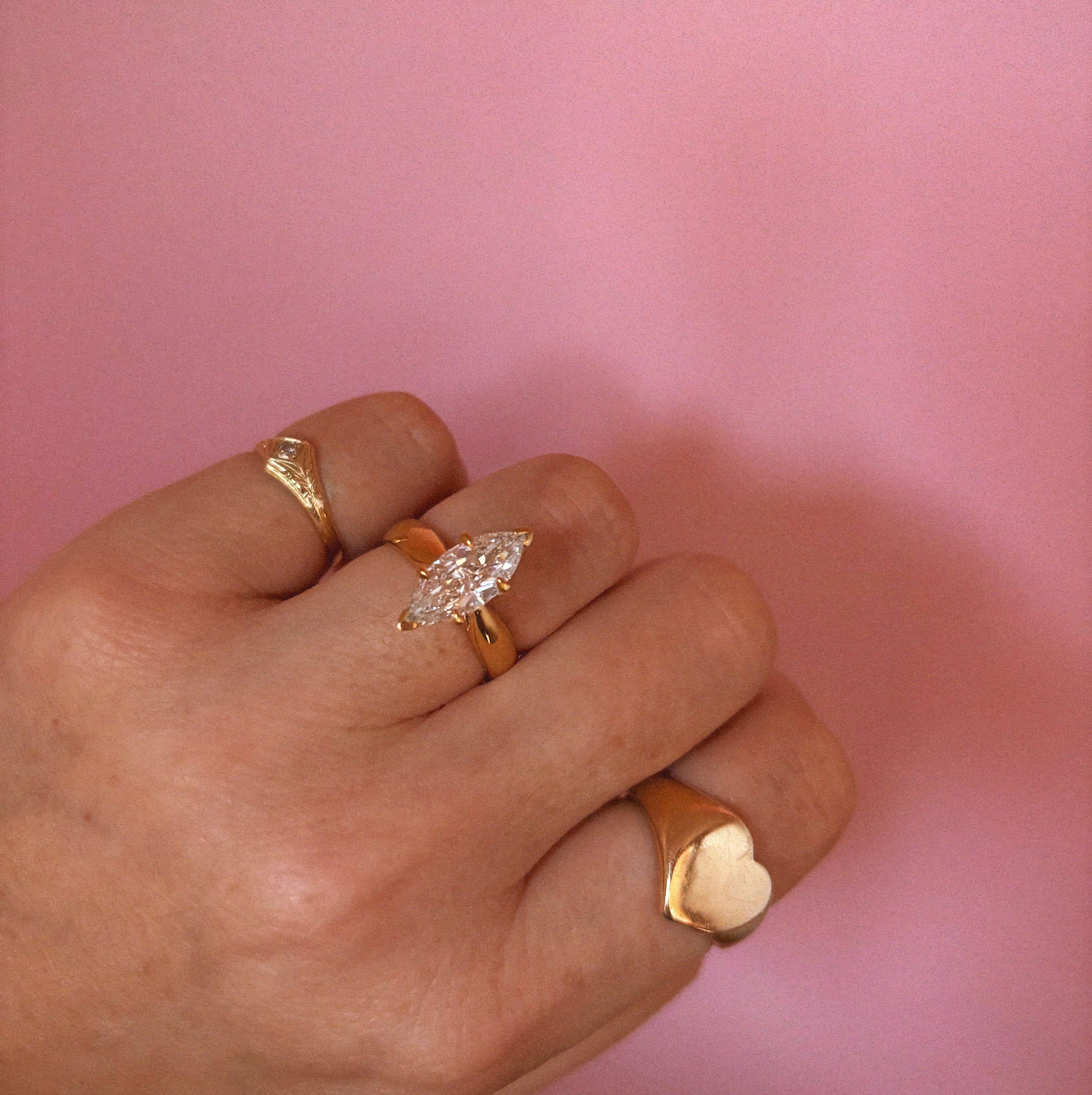 14ct gold 1.76ct marquise cut diamond ring