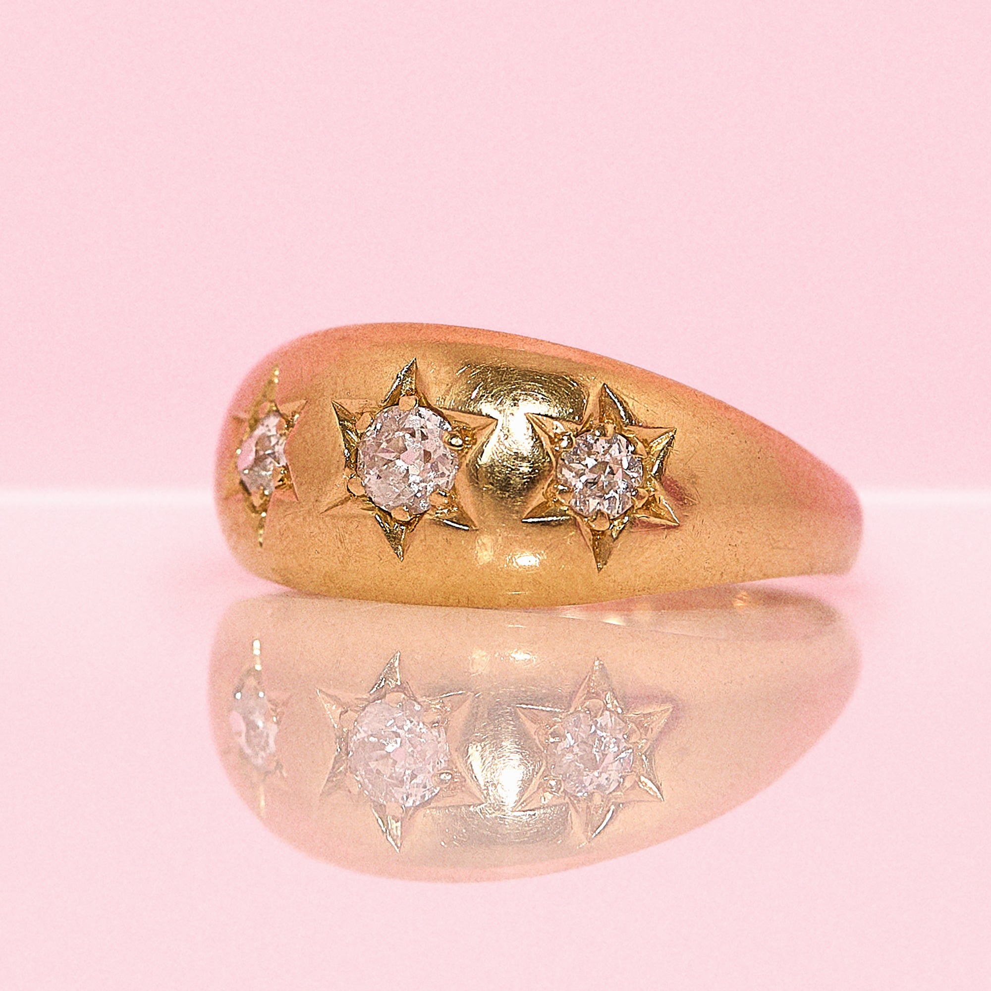 18ct gold Victorian old cut 0.60ct diamond starburst gypsy ring