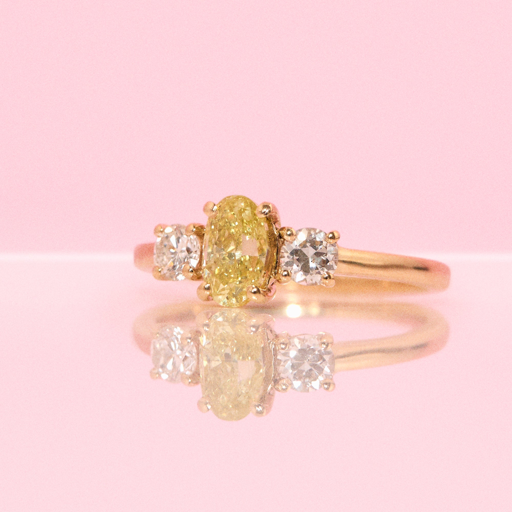 18ct gold 0.91ct yellow diamond three stone ring