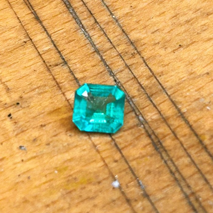18ct gold 0.80ct Brazilian emerald and diamond three stone ring (currently being made)