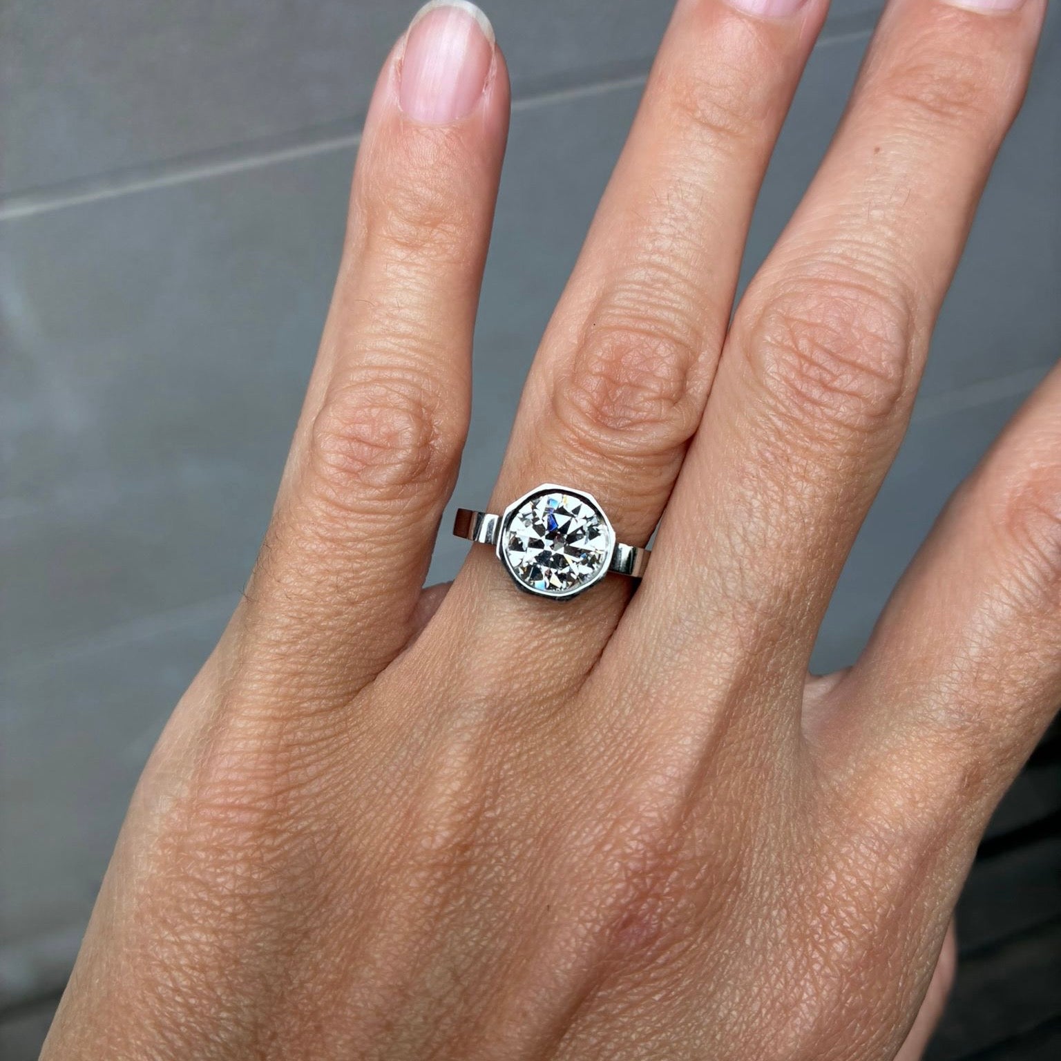 18ct yellow gold 2.16ct 1920’s cut diamond ring (made to order)