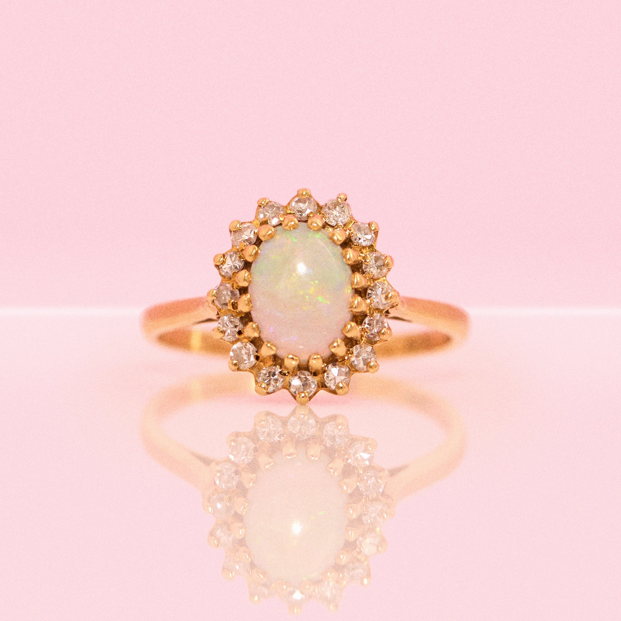 18ct gold opal and diamond cluster ring from 1978