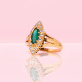 18ct gold marquise emerald and diamond cluster ring