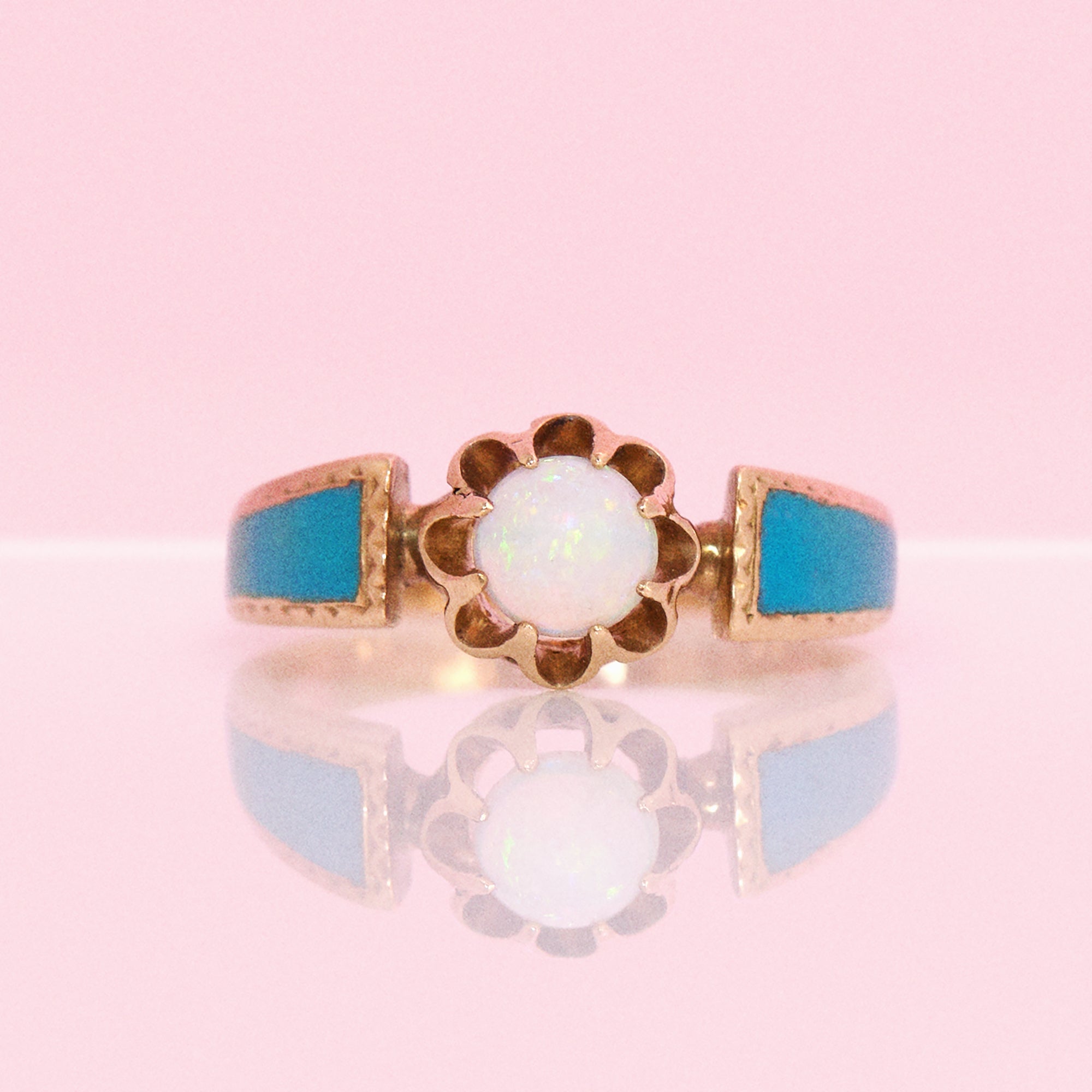 18ct gold opal and enamel ring