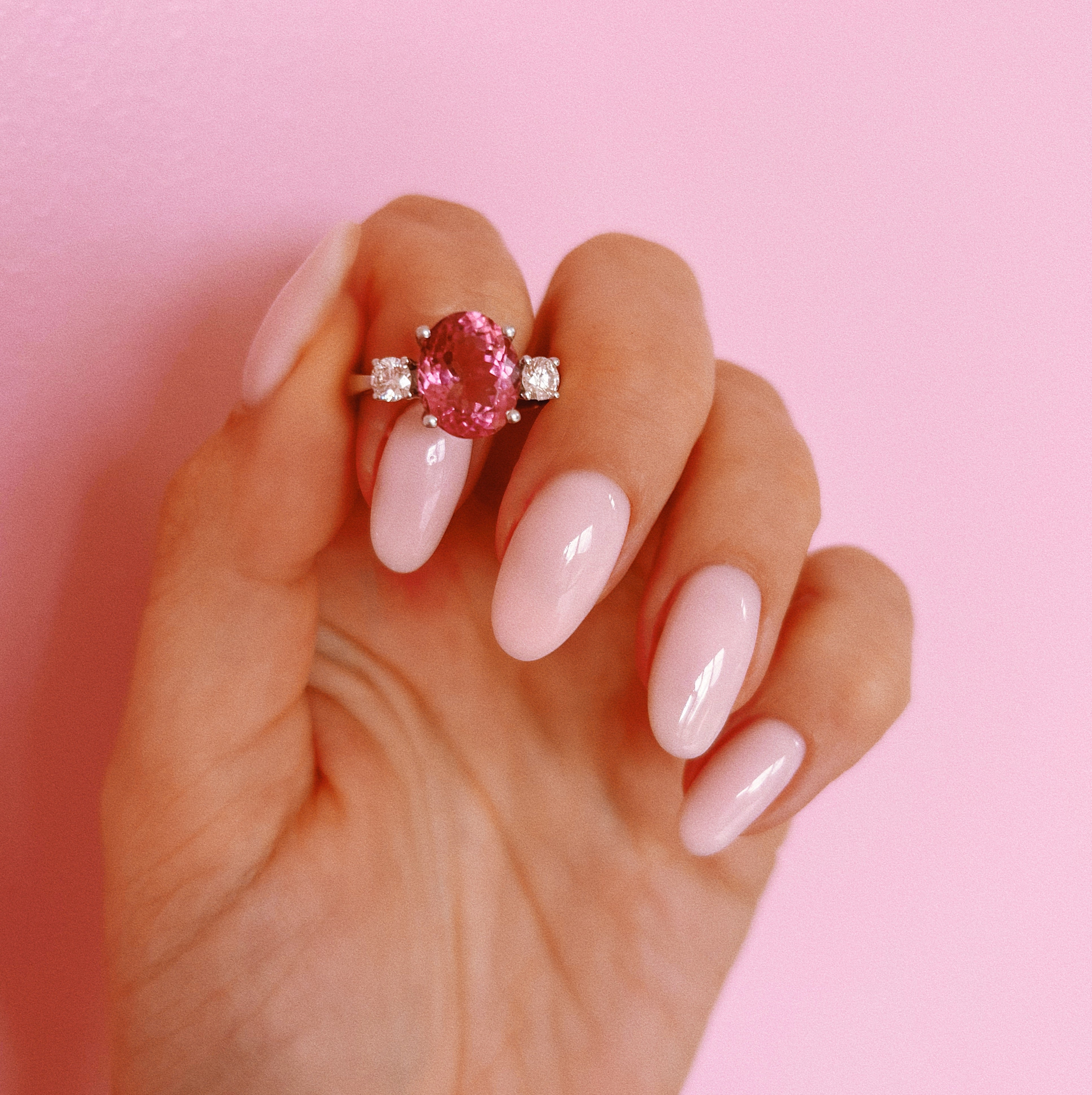 15ct white gold pink tourmaline and diamond ring