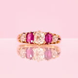 18ct gold ruby and diamond five stone ring