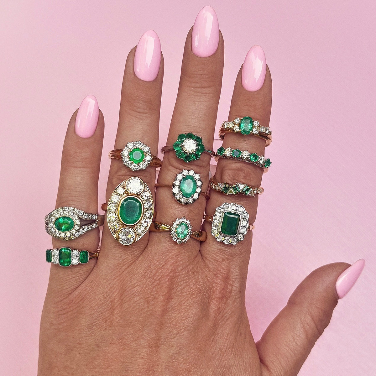Vintage 18ct gold emerald and diamond ring
