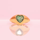 14ct gold 1.25ct emerald heart shaped signet ring