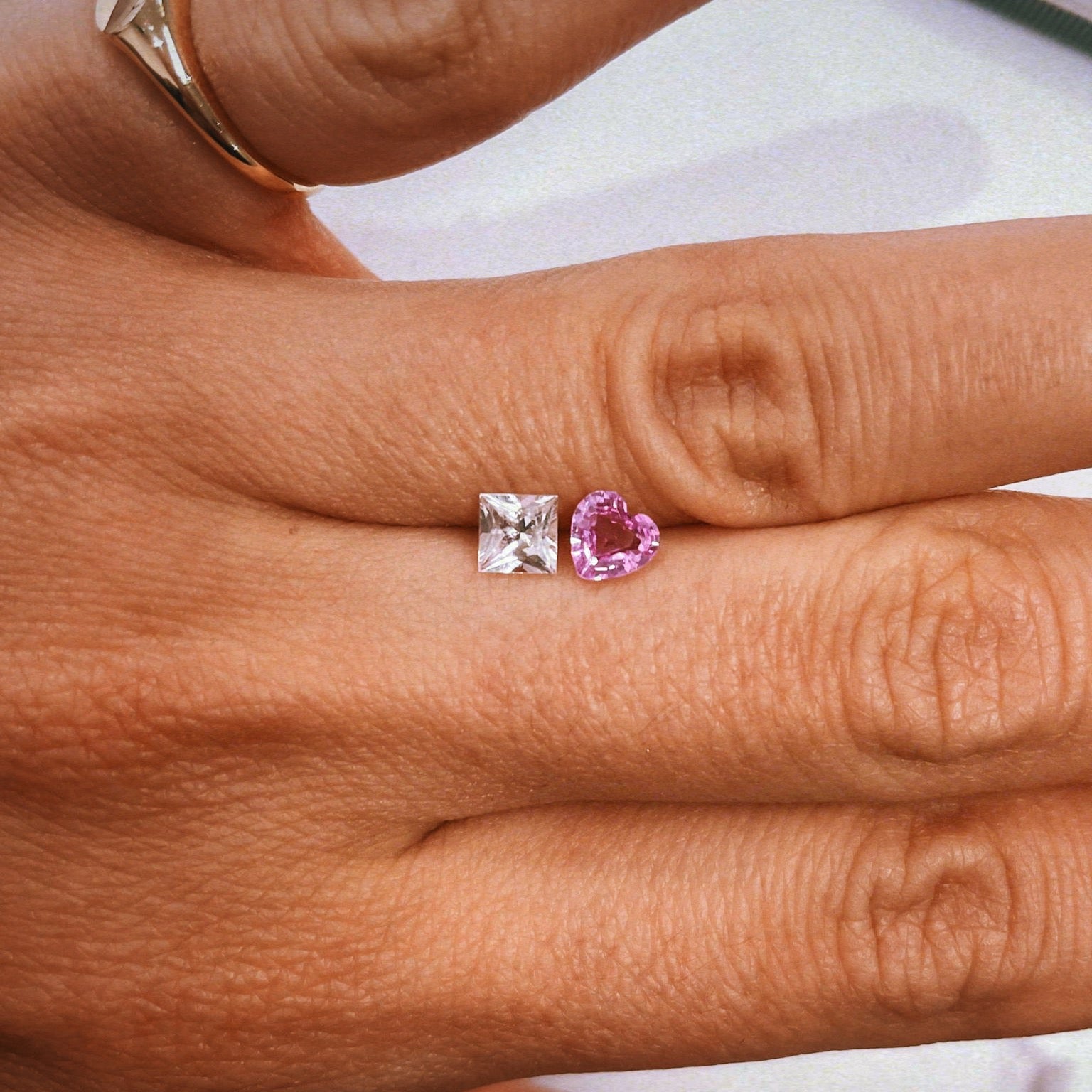 9ct gold ‘toi et moi’ ring with a pink sapphire and a white sapphire (made to order)