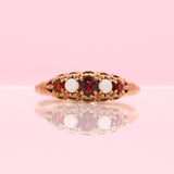 9ct gold garnet and opal ring