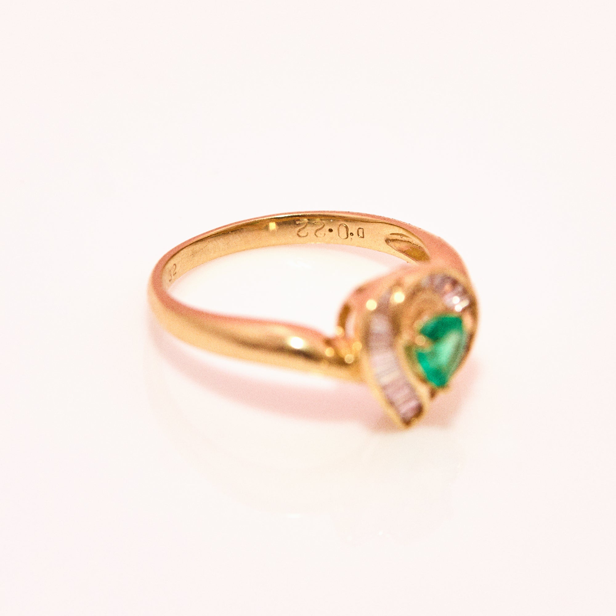 18ct gold emerald and baguette diamond ring