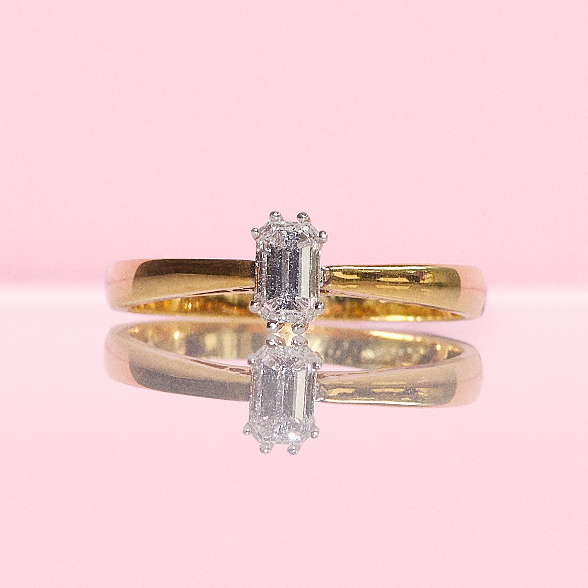 18ct gold emerald cut 0.48ct diamond solitaire ring