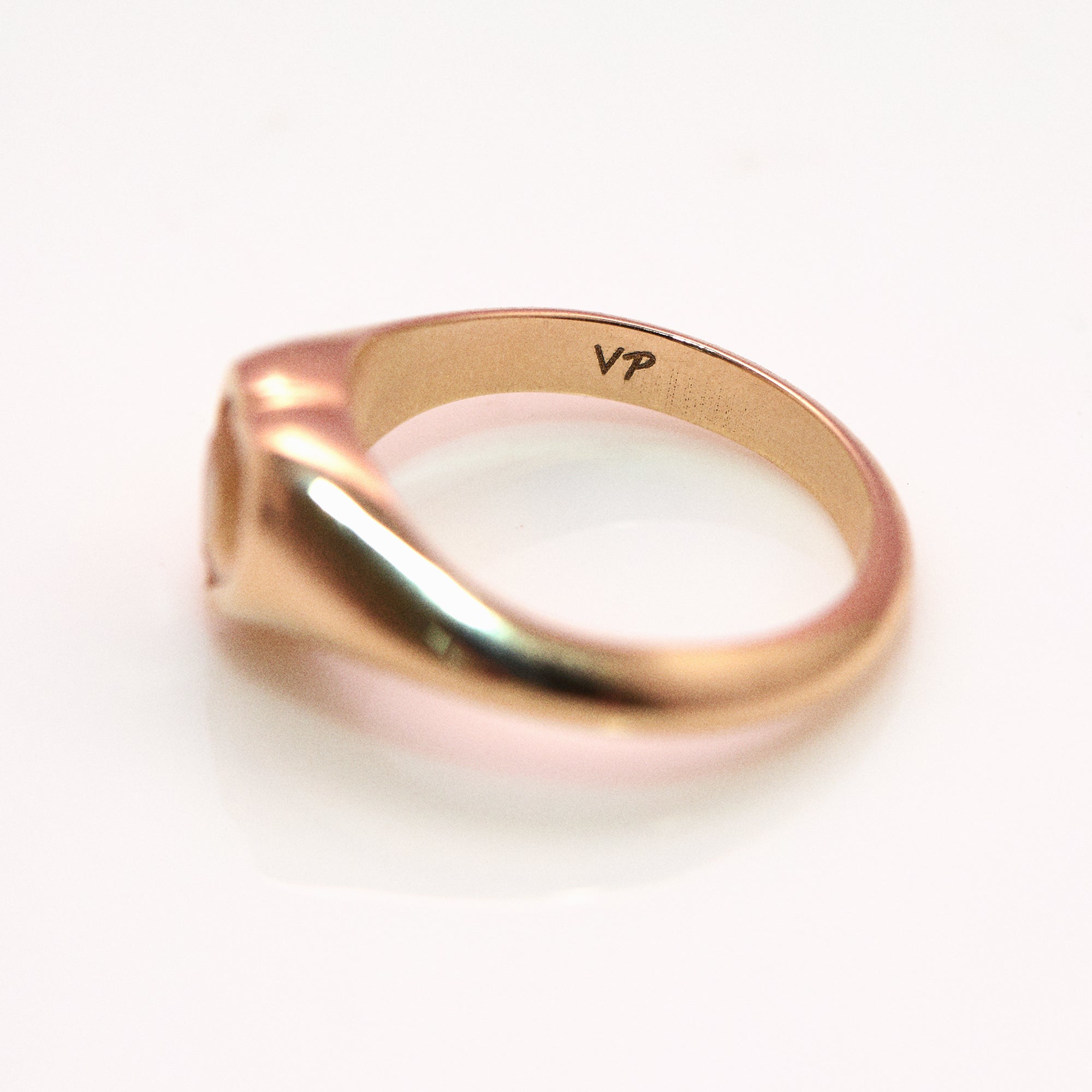 9ct gold heart shaped garnet signet pinky ring (made to order)