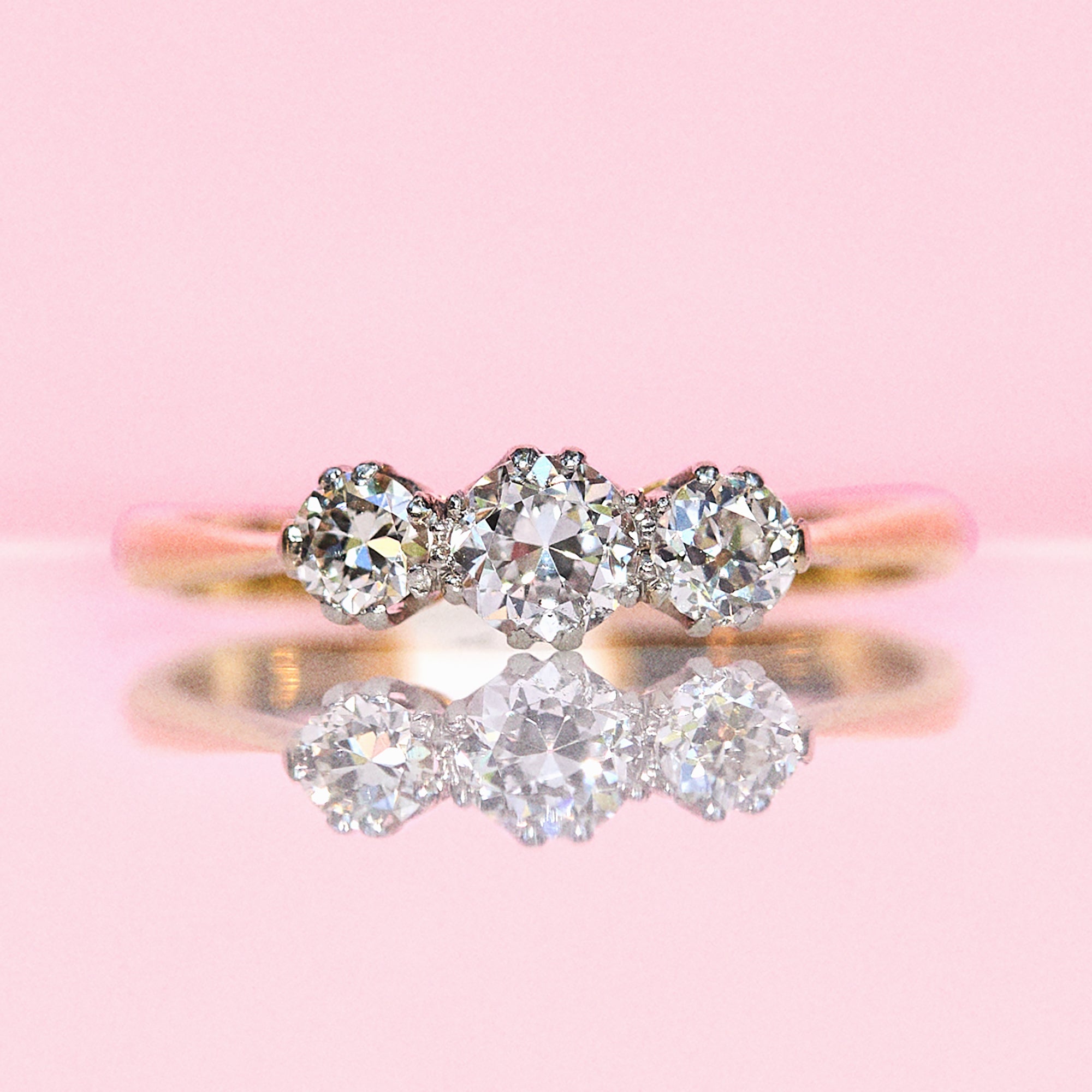 18ct gold 0.70ct diamond trilogy ring