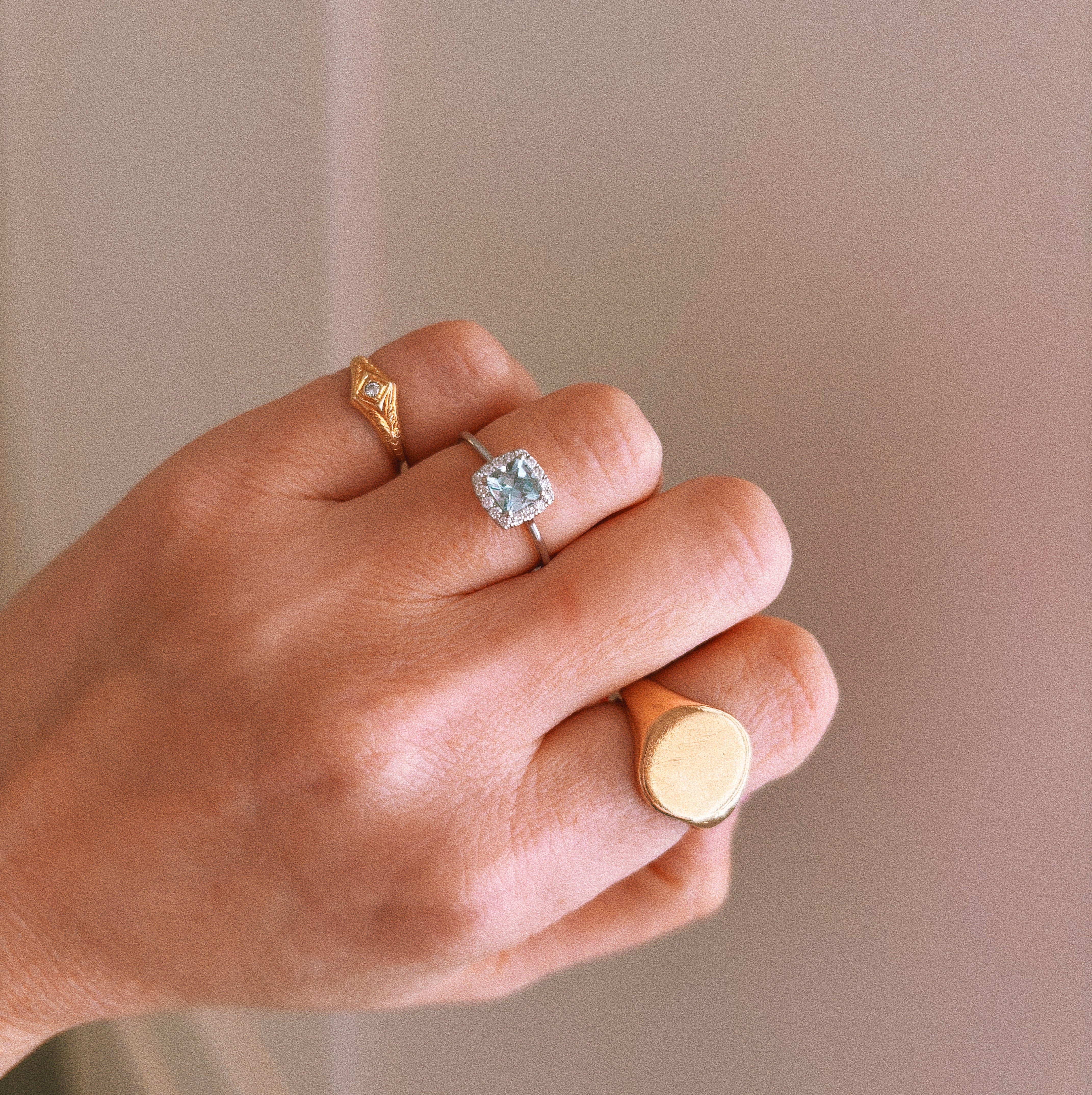 18ct white gold aquamarine and diamond cluster ring (made to order)