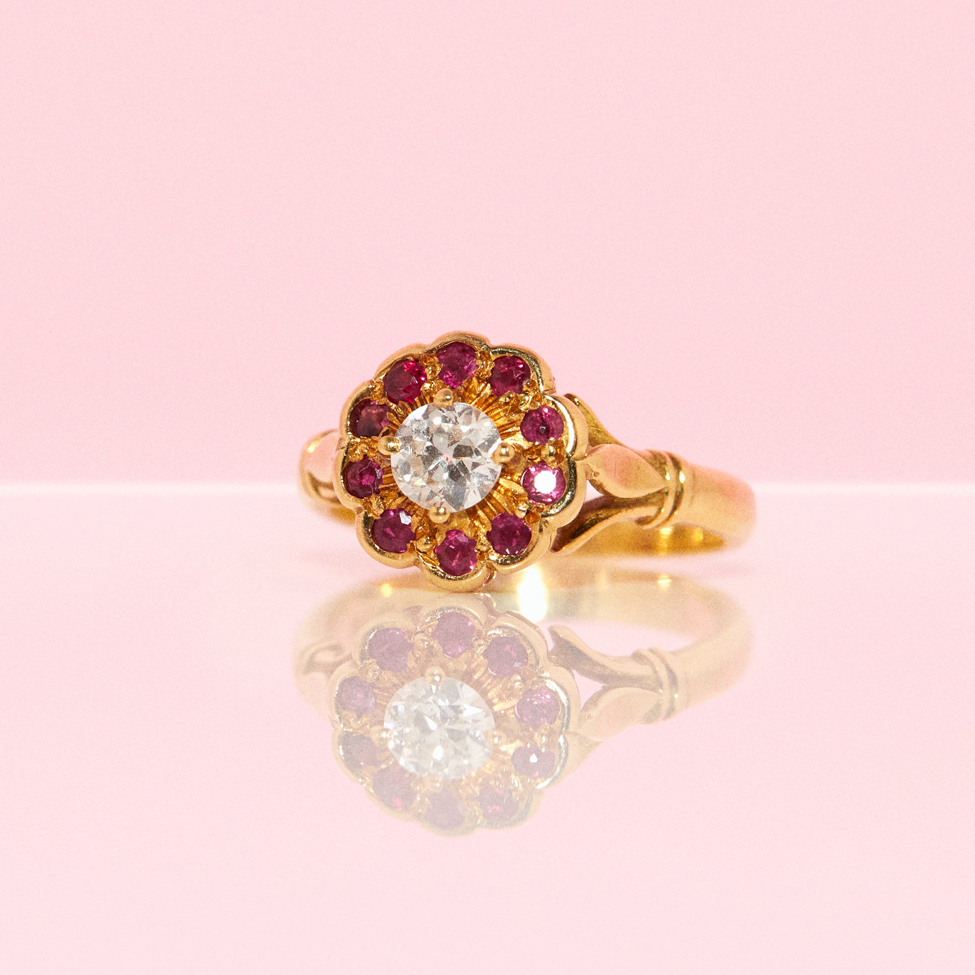 18ct gold ruby and diamond cluster ring from 1994