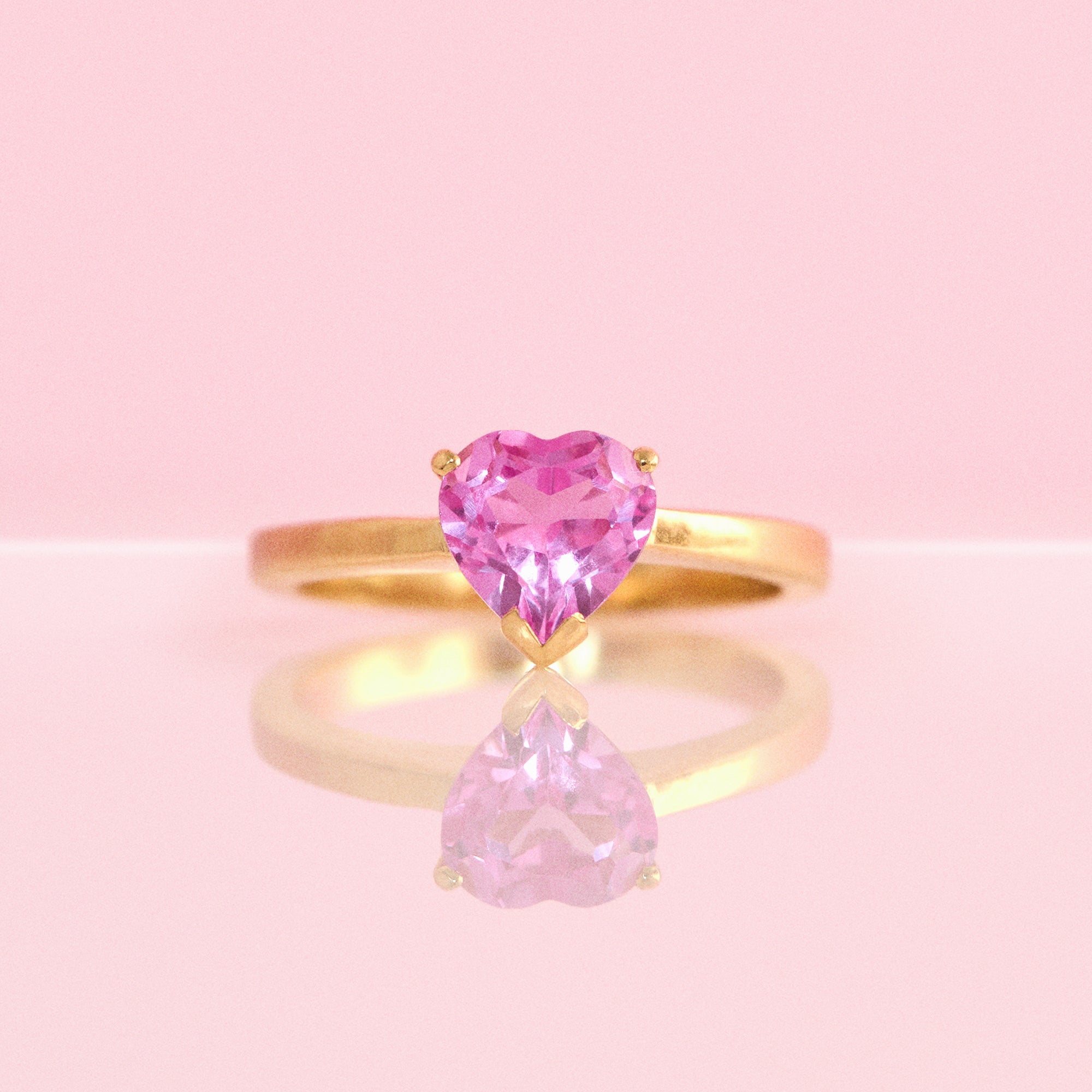 9ct gold heart-shaped pink sapphire ring (made to order)