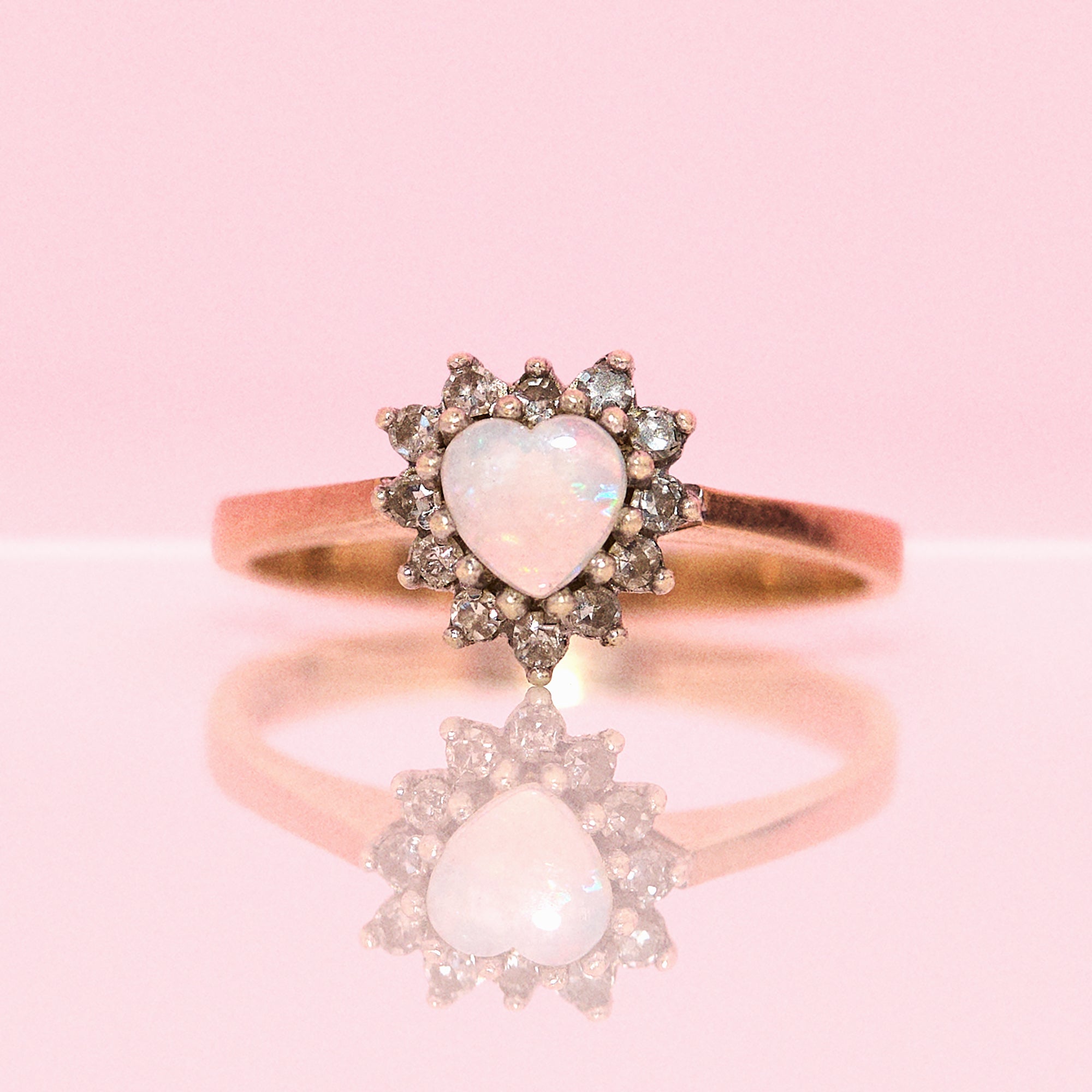 9ct gold opal and diamond cluster ring
